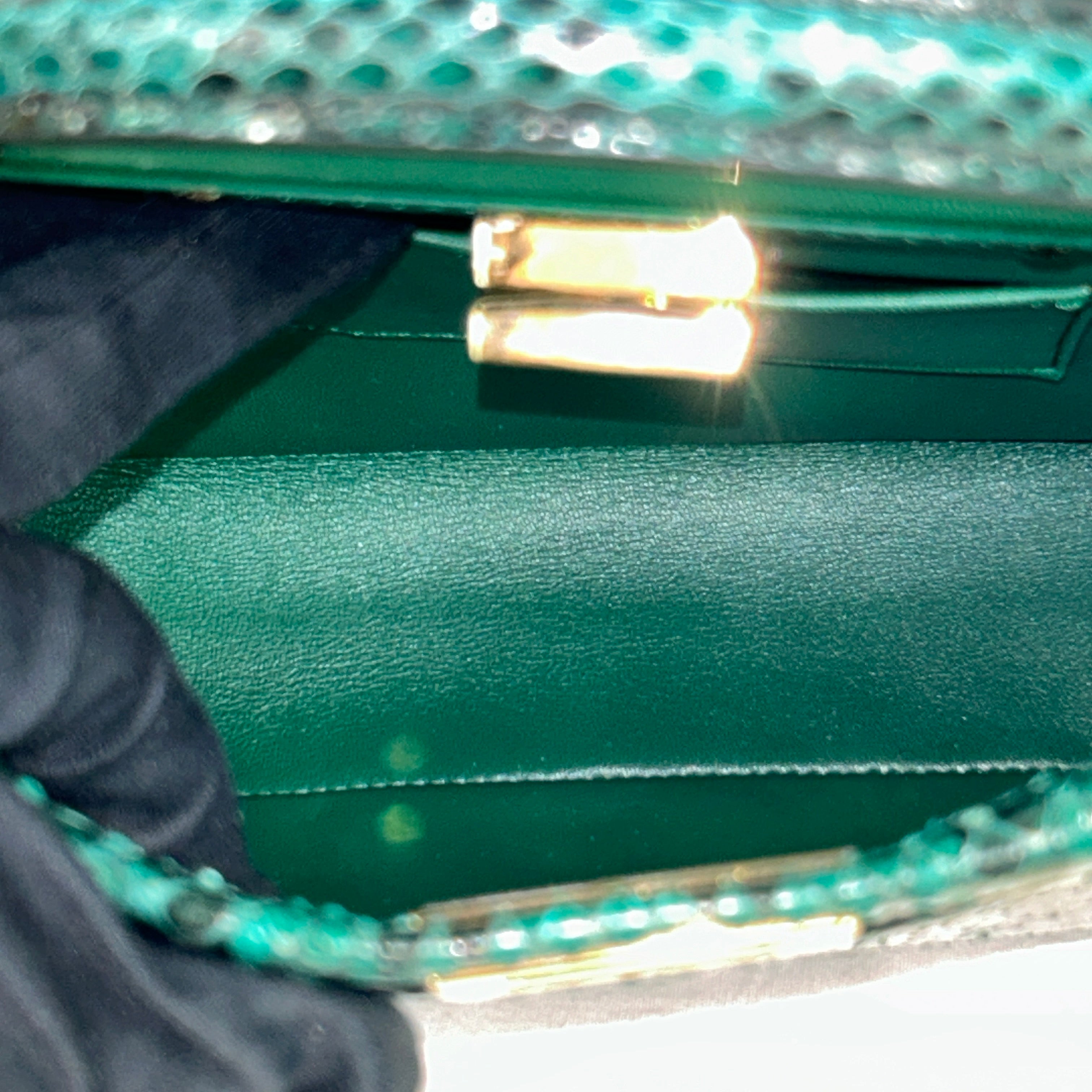 Emerald Green Python Mini Peekaboo Crossbody Bag w/GHW