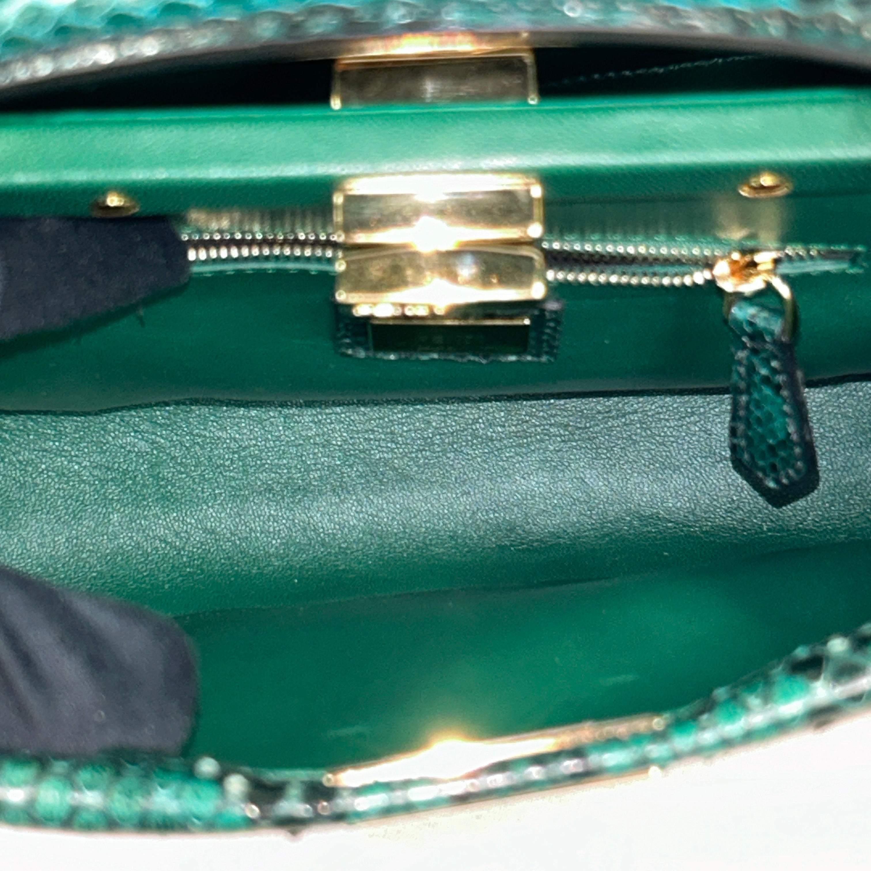 Emerald Green Python Mini Peekaboo Crossbody Bag w/GHW