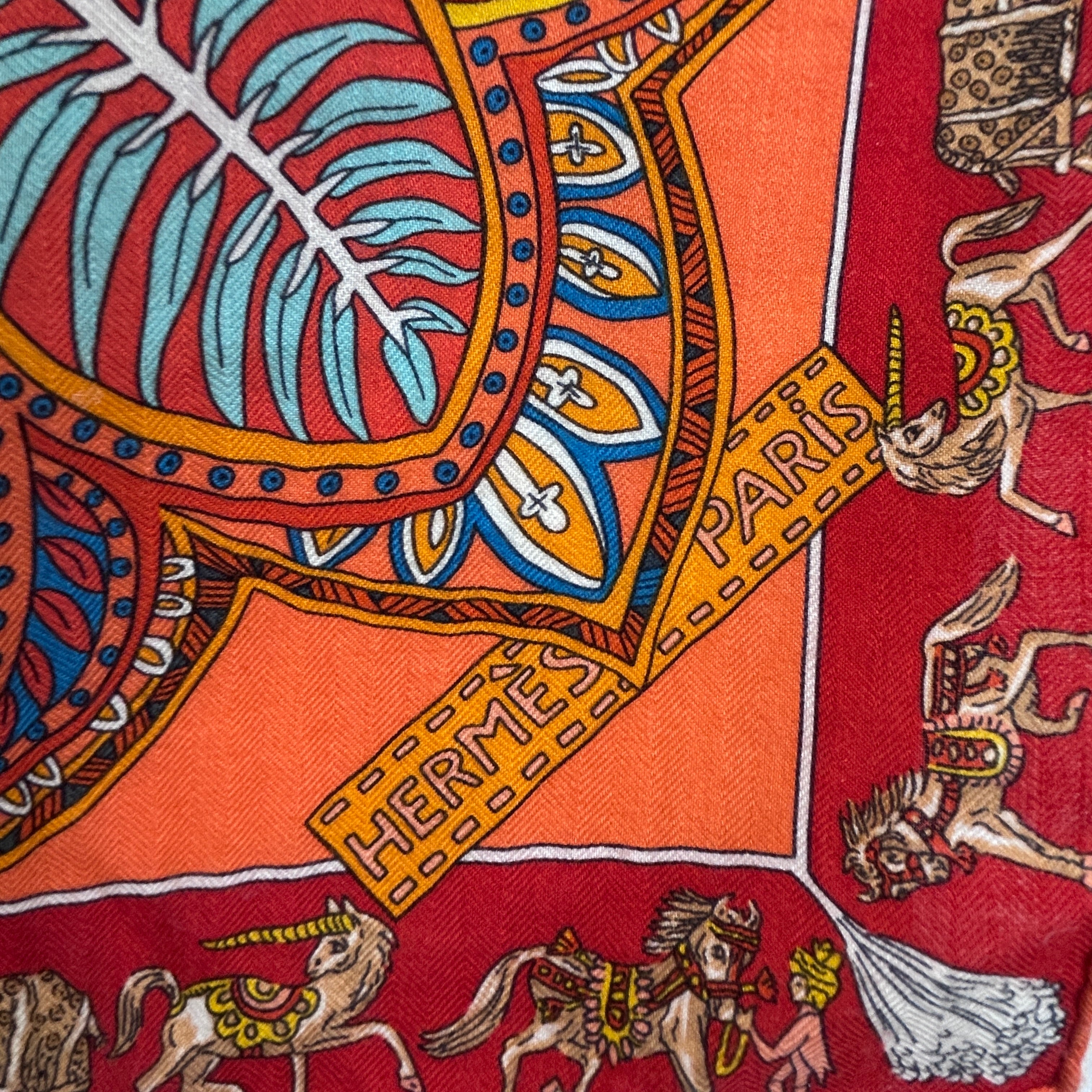 Orange/Red Jardin de la Maharani Cashmere Shawl