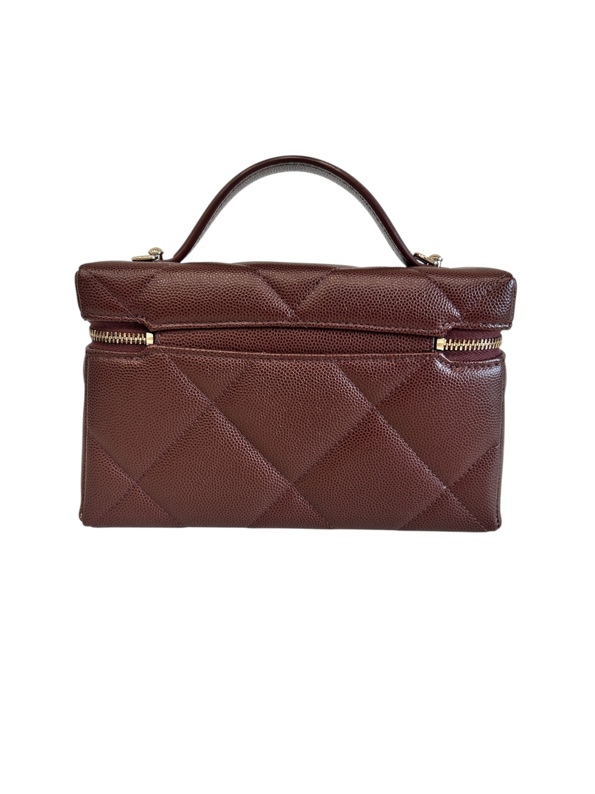 Dark Brwon Caviar Quilted Top Handle Slim Vanity w/GHW