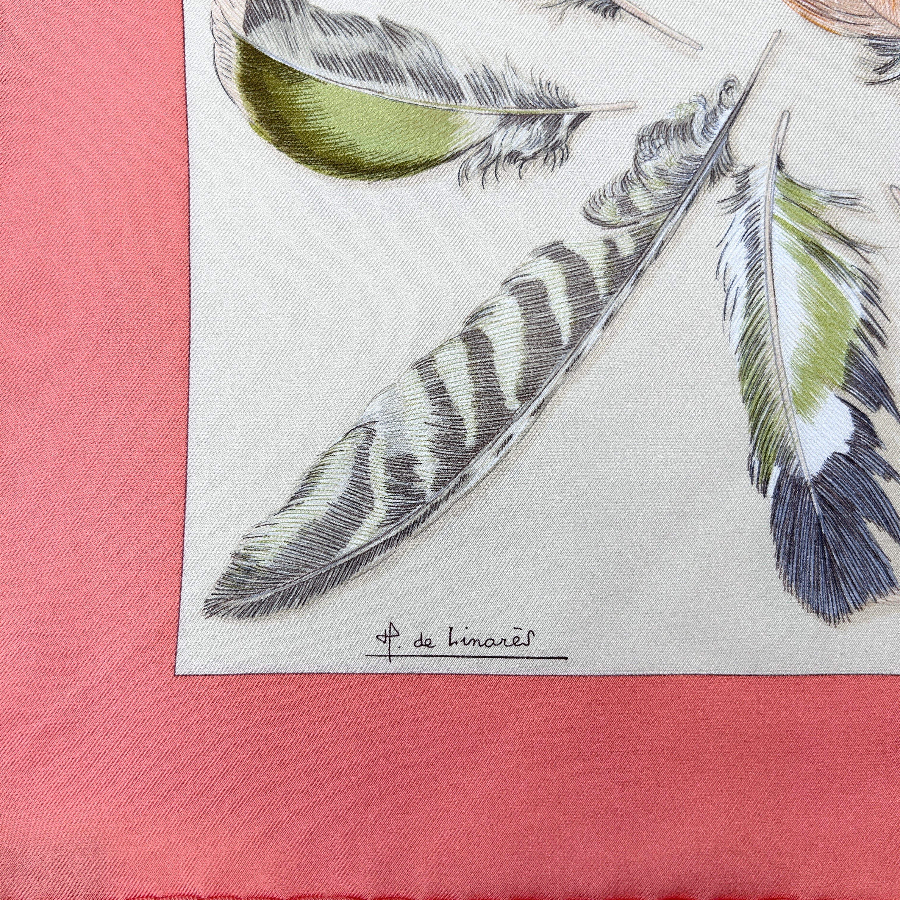 Pink “Plumes II” 100% Silk Scarf