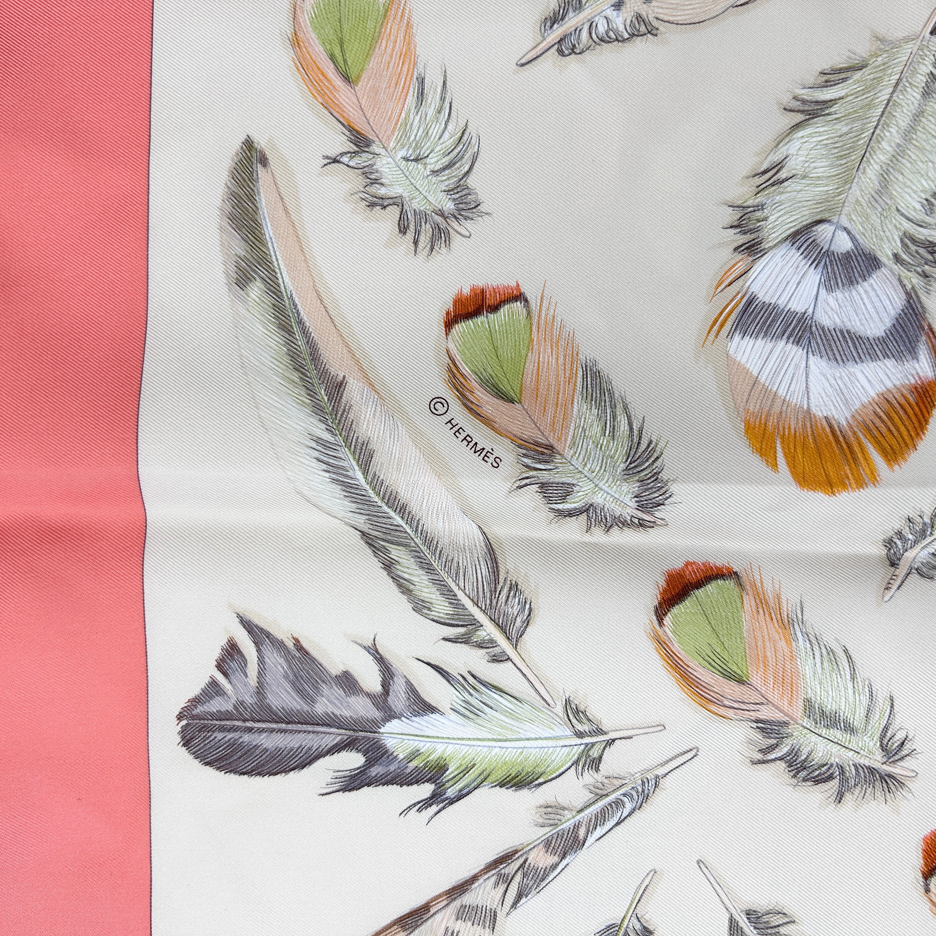 Pink “Plumes II” 100% Silk Scarf