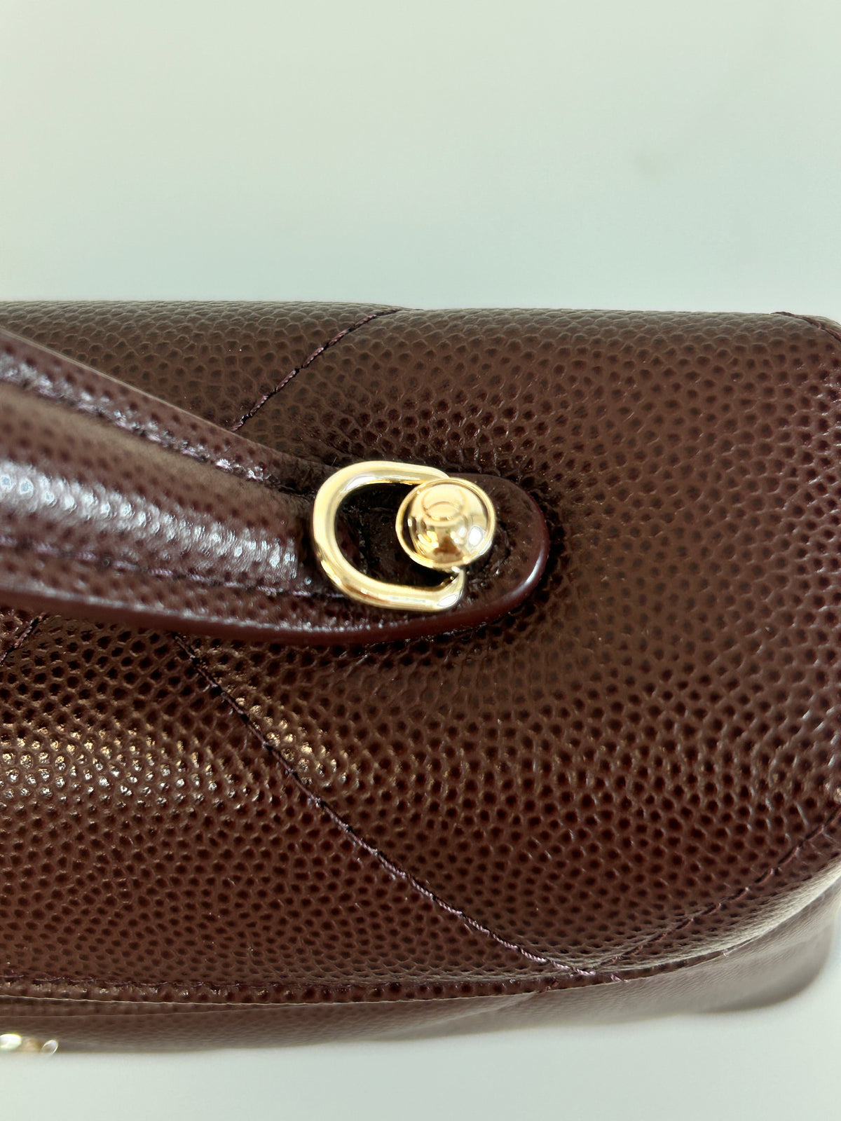 Dark Brwon Caviar Quilted Top Handle Slim Vanity w/GHW