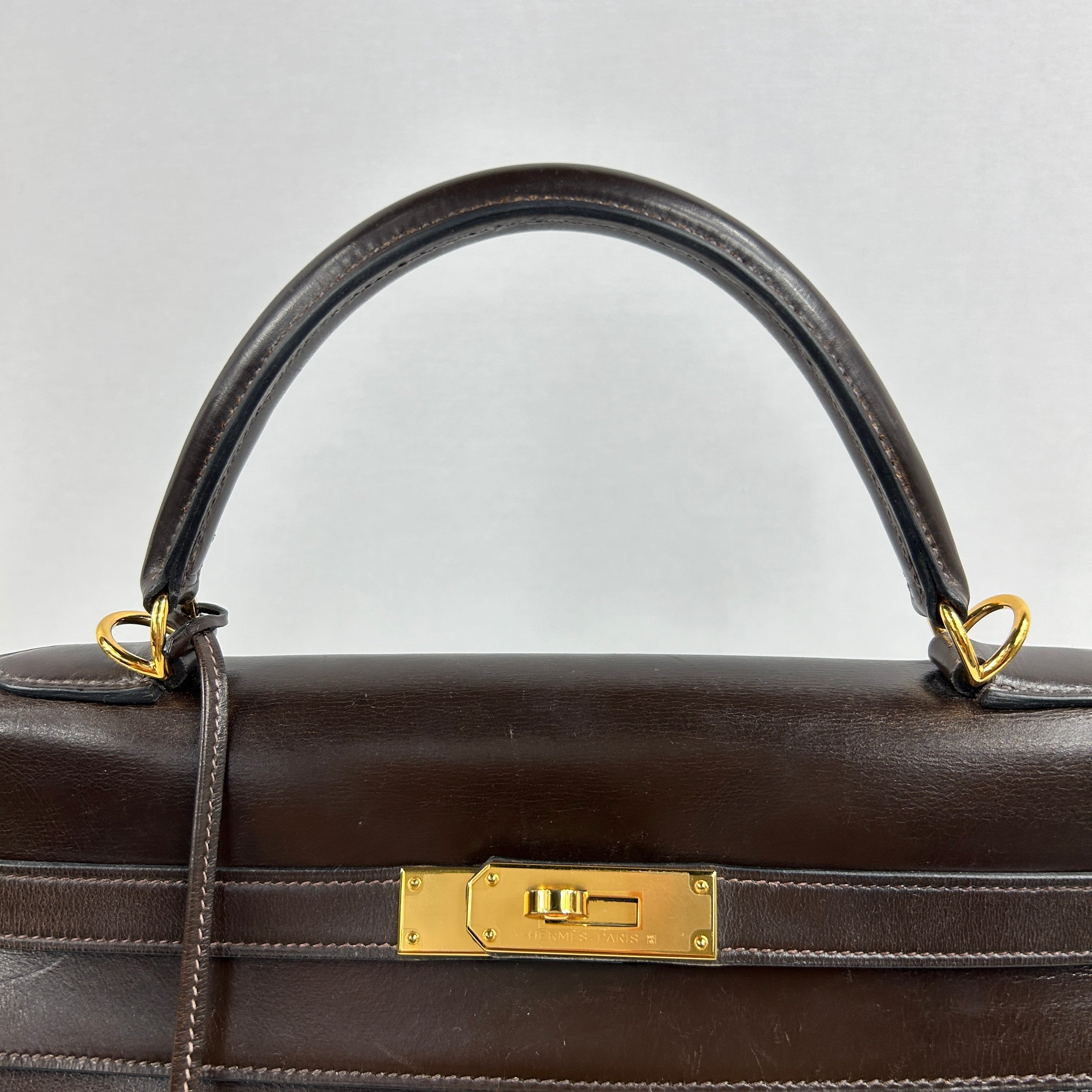 Vintage Brown Boxcalf leather Kelly 32 w/GHW