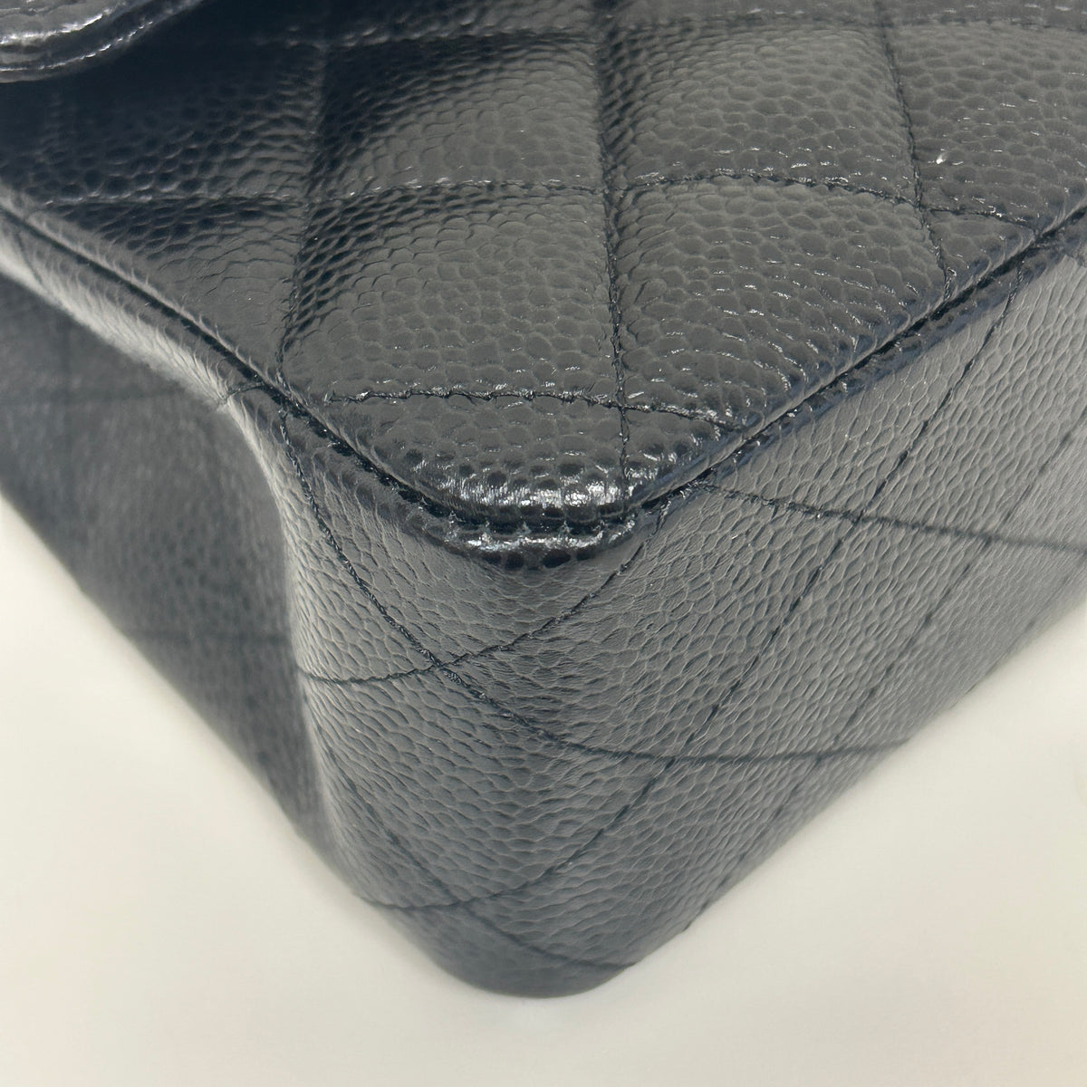 Black Quilted Caviar Leather Classic Medium Double Flap Bag w/SHW