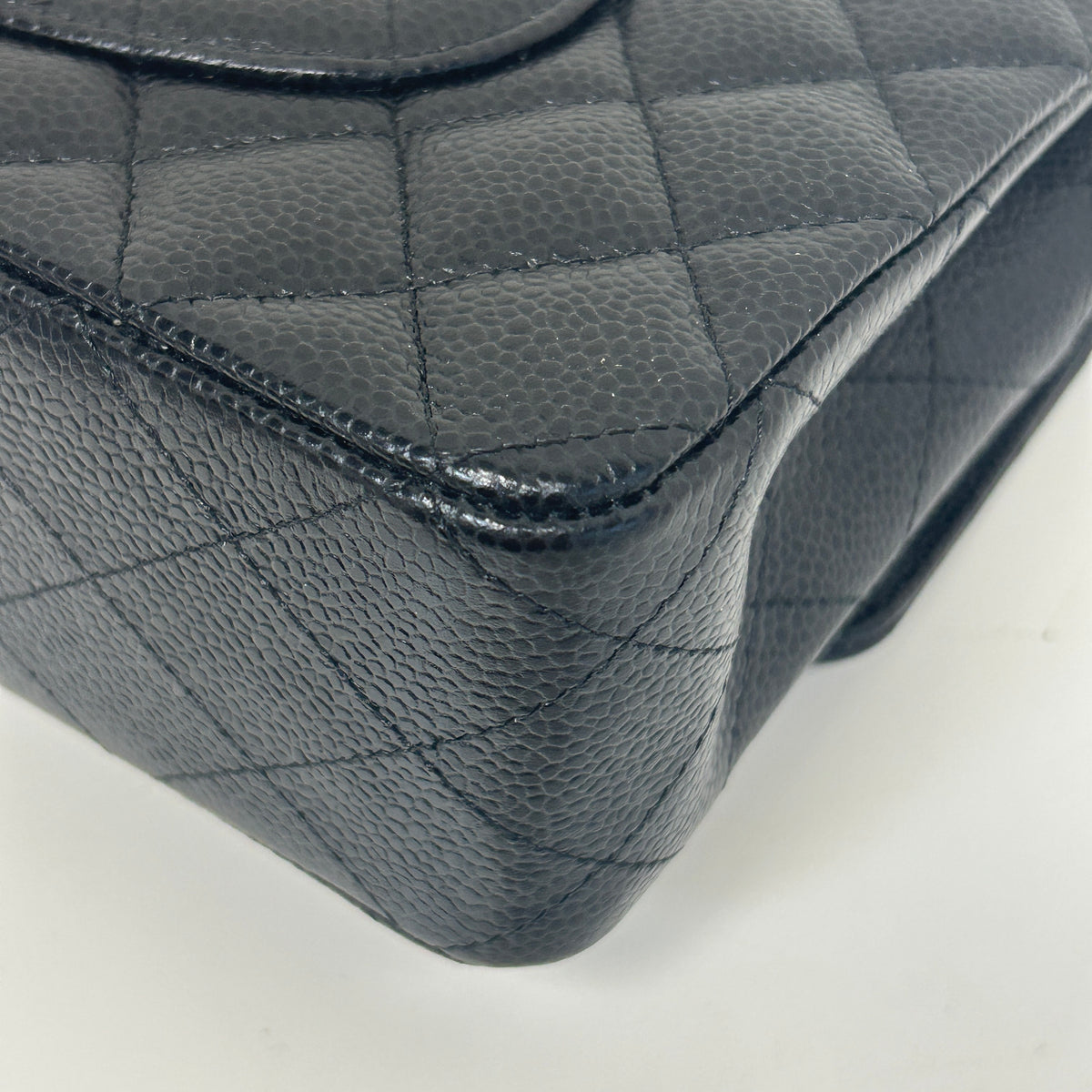 Black Quilted Caviar Leather Classic Medium Double Flap Bag w/SHW