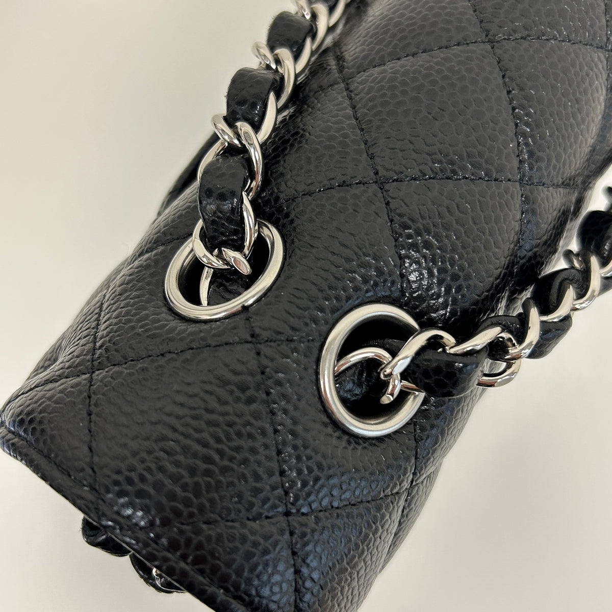 Black Quilted Caviar Leather Classic Medium Double Flap Bag w/SHW