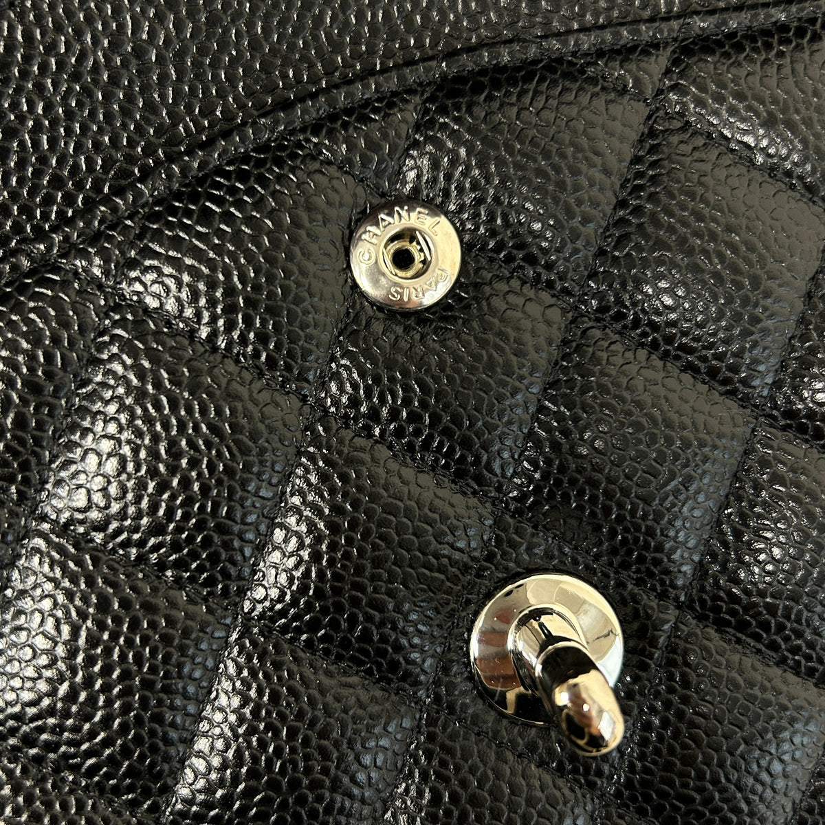 Black Quilted Caviar Leather Classic Medium Double Flap Bag w/SHW