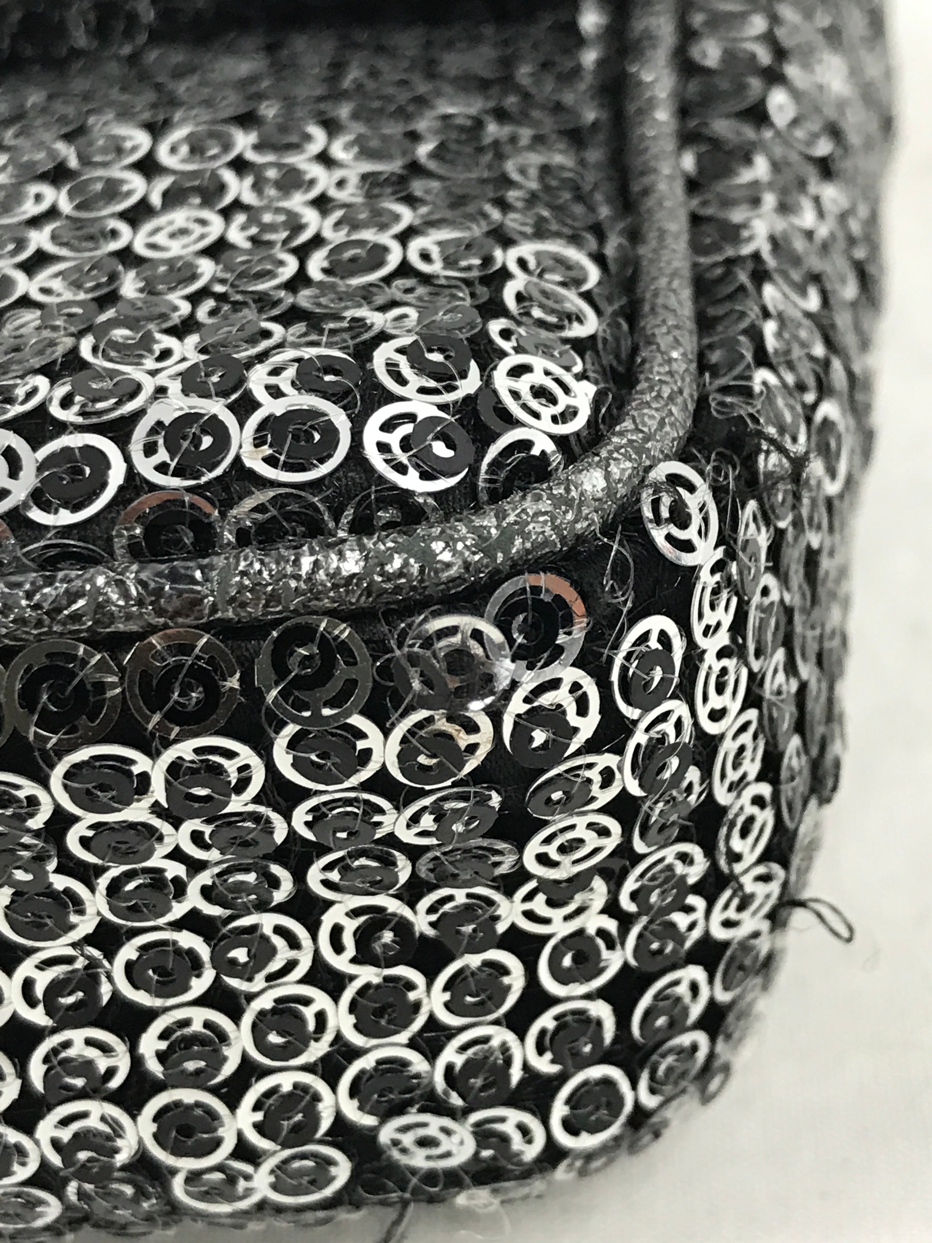 Chanel Vintage Silver/Grey Medium Sequins Flap Bag w/SHW