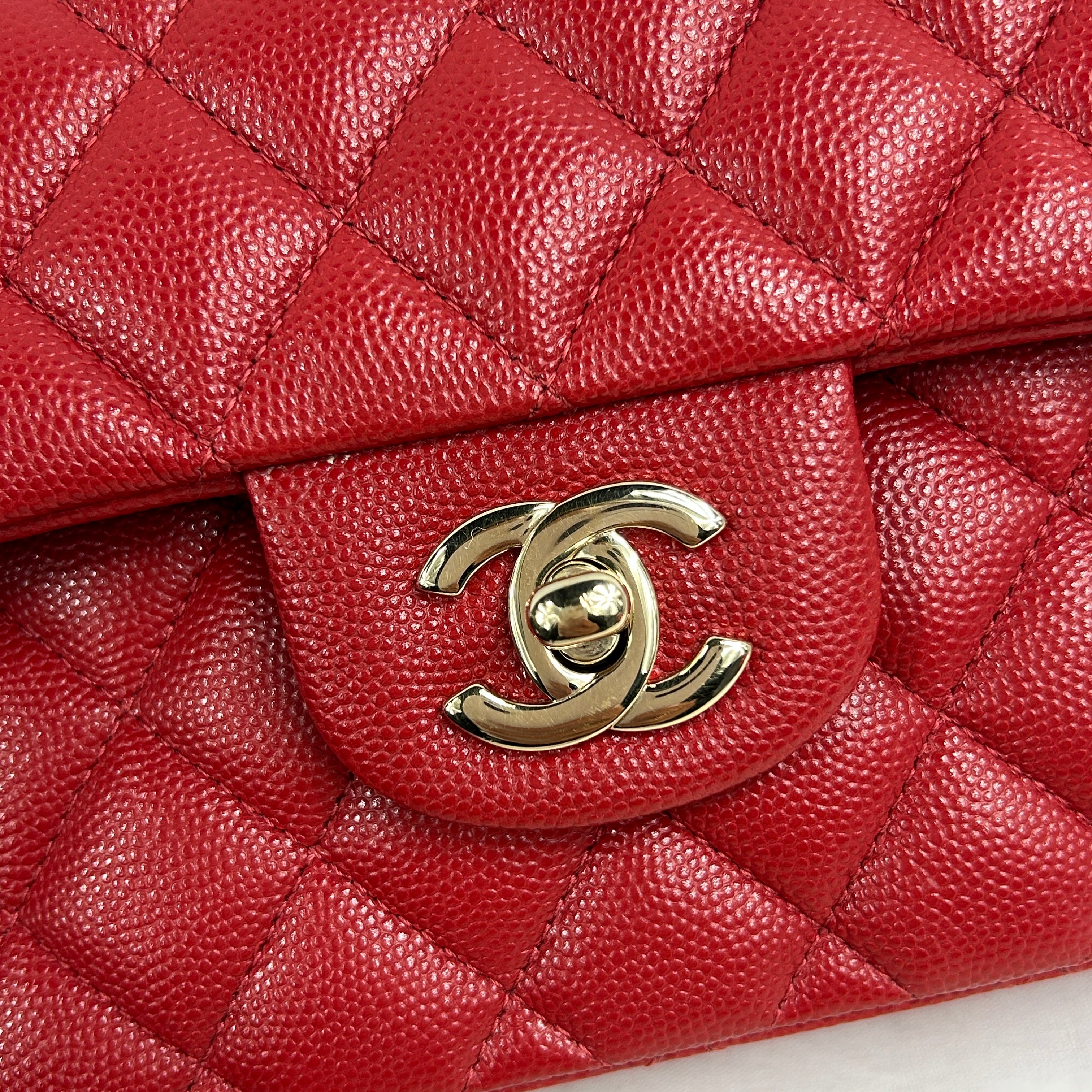 Red Caviar Quilted Small Classic Double Flap w/GHW-ON LAYAWAY