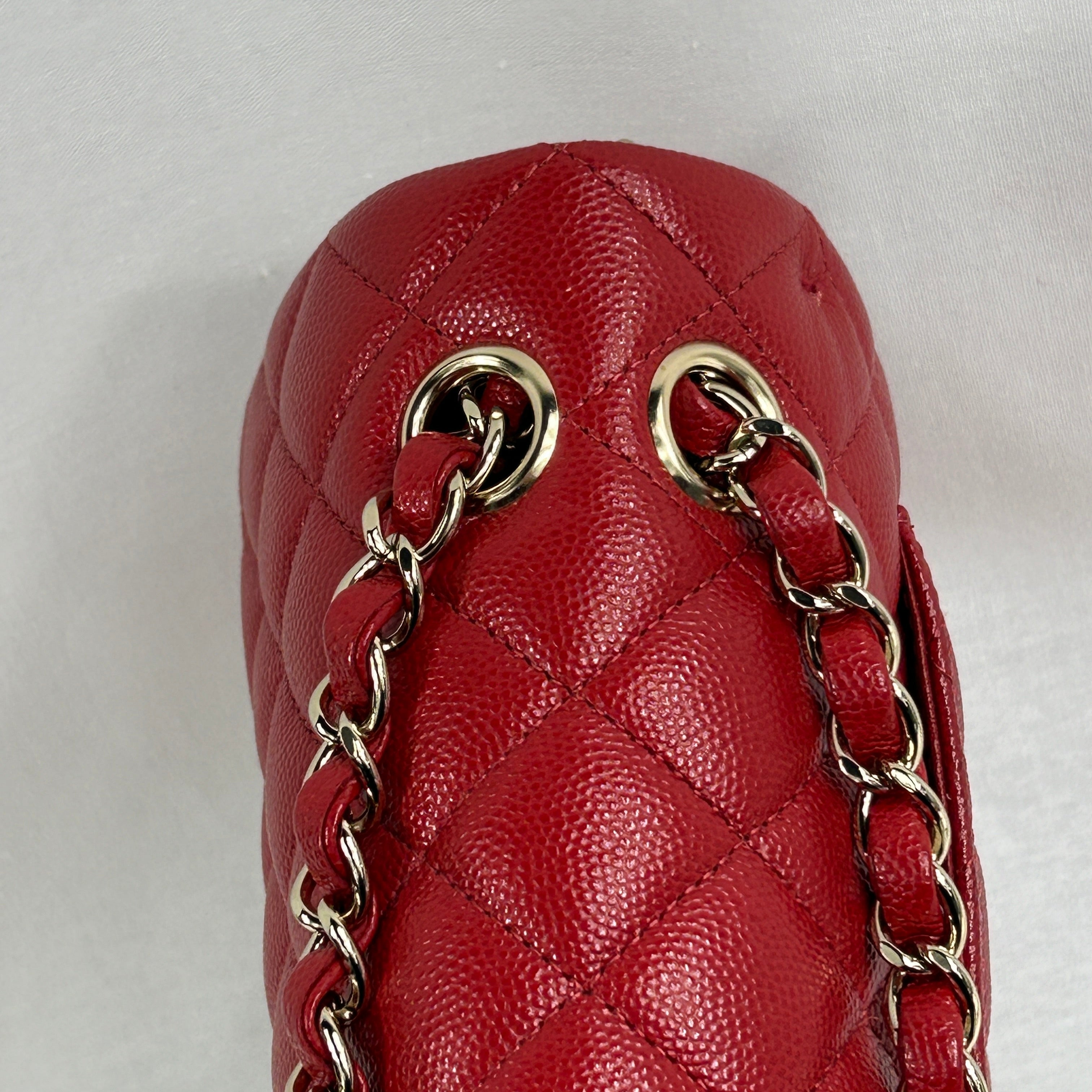 Red Caviar Quilted Small Classic Double Flap w/GHW-ON LAYAWAY