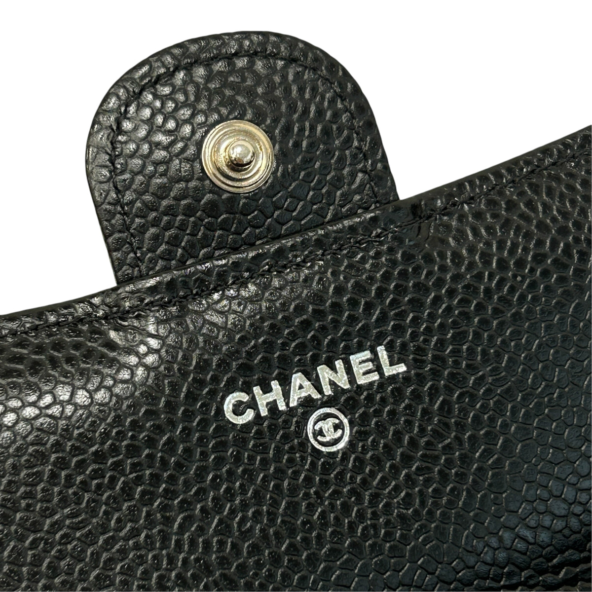 Black Quilted Caviar Leather Classic L Flap Wallet w/SHW