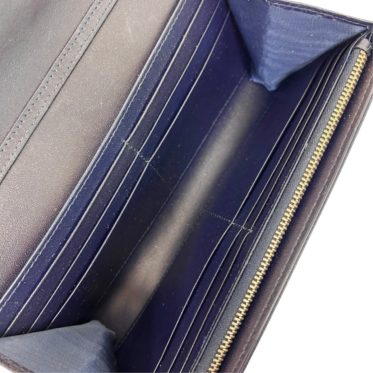 Blue Grained Calfskin Leather Diorama Croisiere Wallet on Chain Clutch Bag w/LGHW