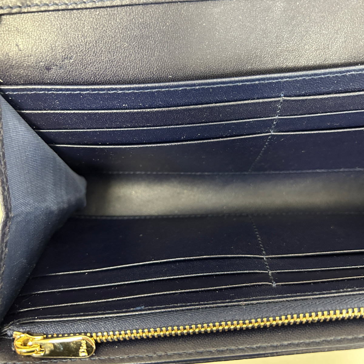 Blue Grained Calfskin Leather Diorama Croisiere Wallet on Chain Clutch Bag w/LGHW