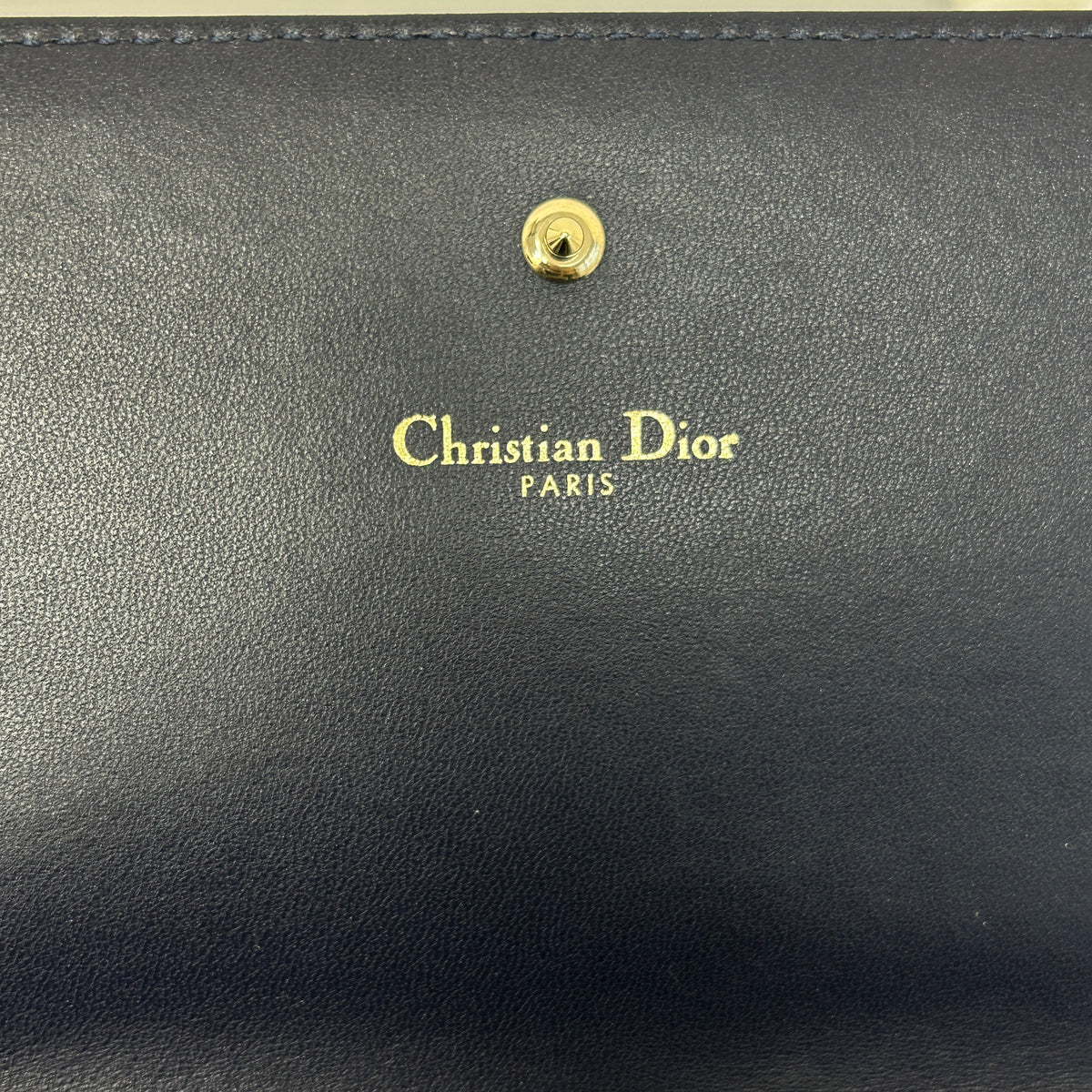 Blue Grained Calfskin Leather Diorama Croisiere Wallet on Chain Clutch Bag w/LGHW