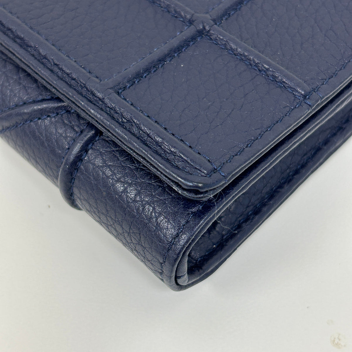 Blue Grained Calfskin Leather Diorama Croisiere Wallet on Chain Clutch Bag w/LGHW