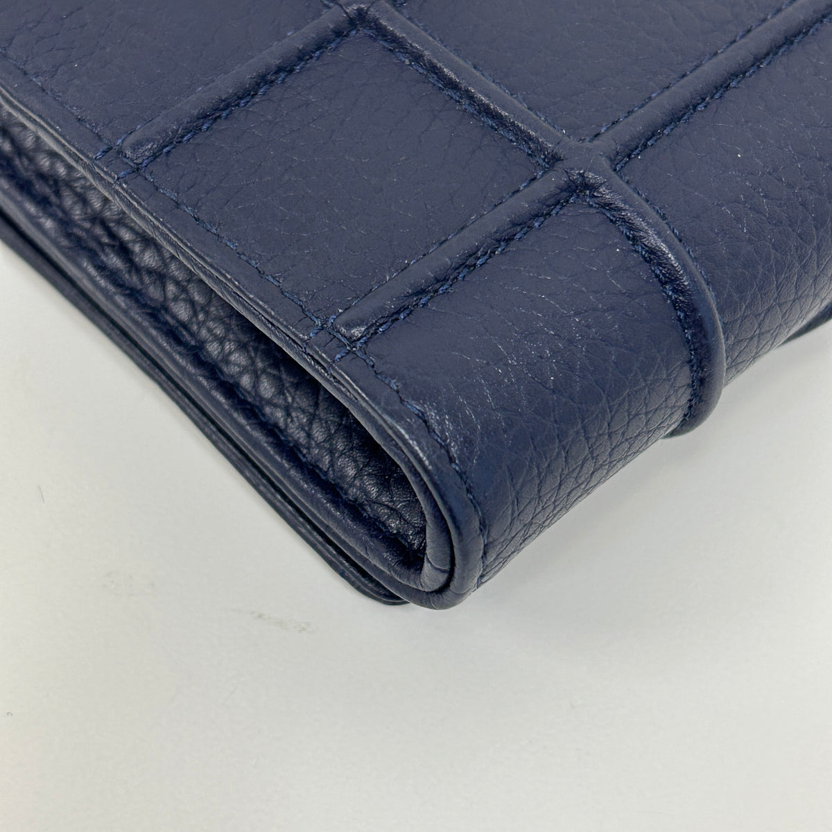 Blue Grained Calfskin Leather Diorama Croisiere Wallet on Chain Clutch Bag w/LGHW
