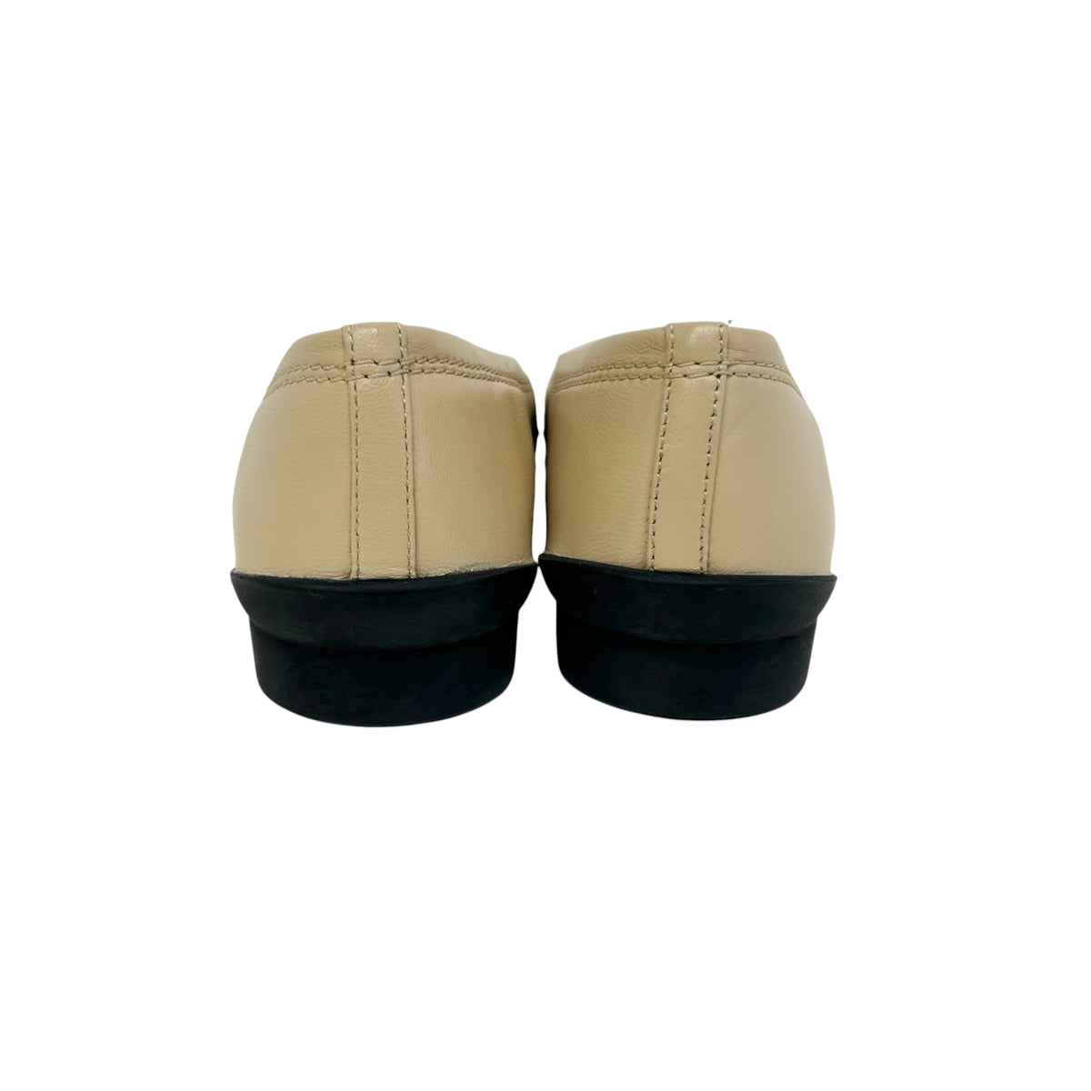 Beige/Black Lambskin Leather CC Ballet Uniform Flats