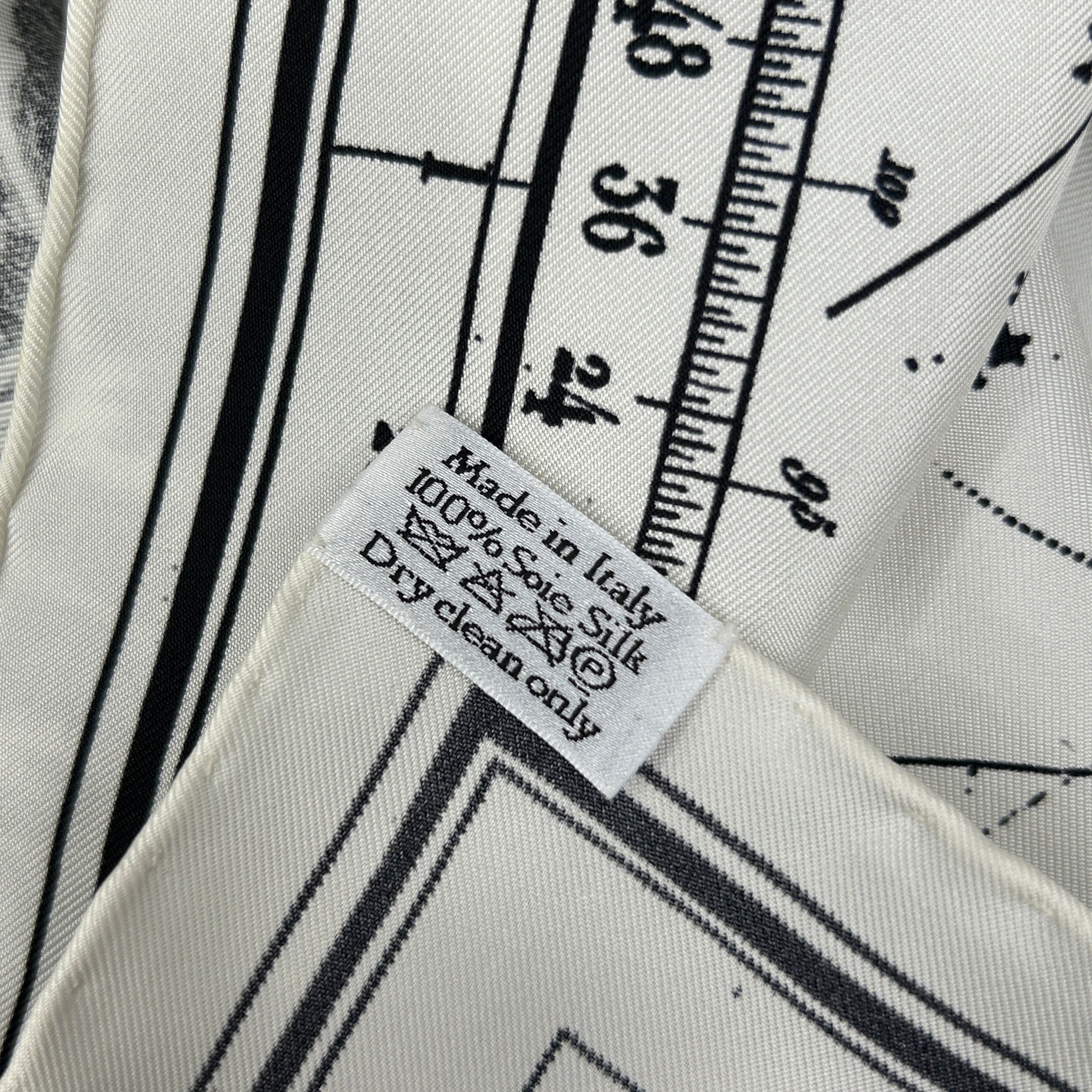 White/Black Silk Astrology Silk Scarf