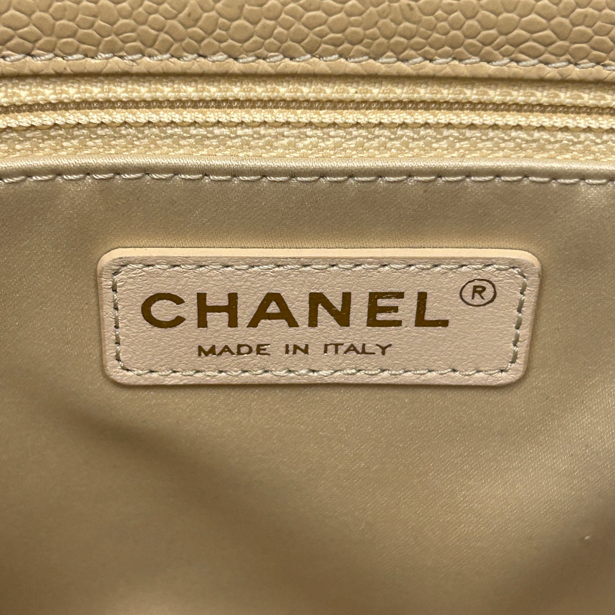 Beige Quilted Caviar Leather Grand Shopping Tote Bag w/GHW