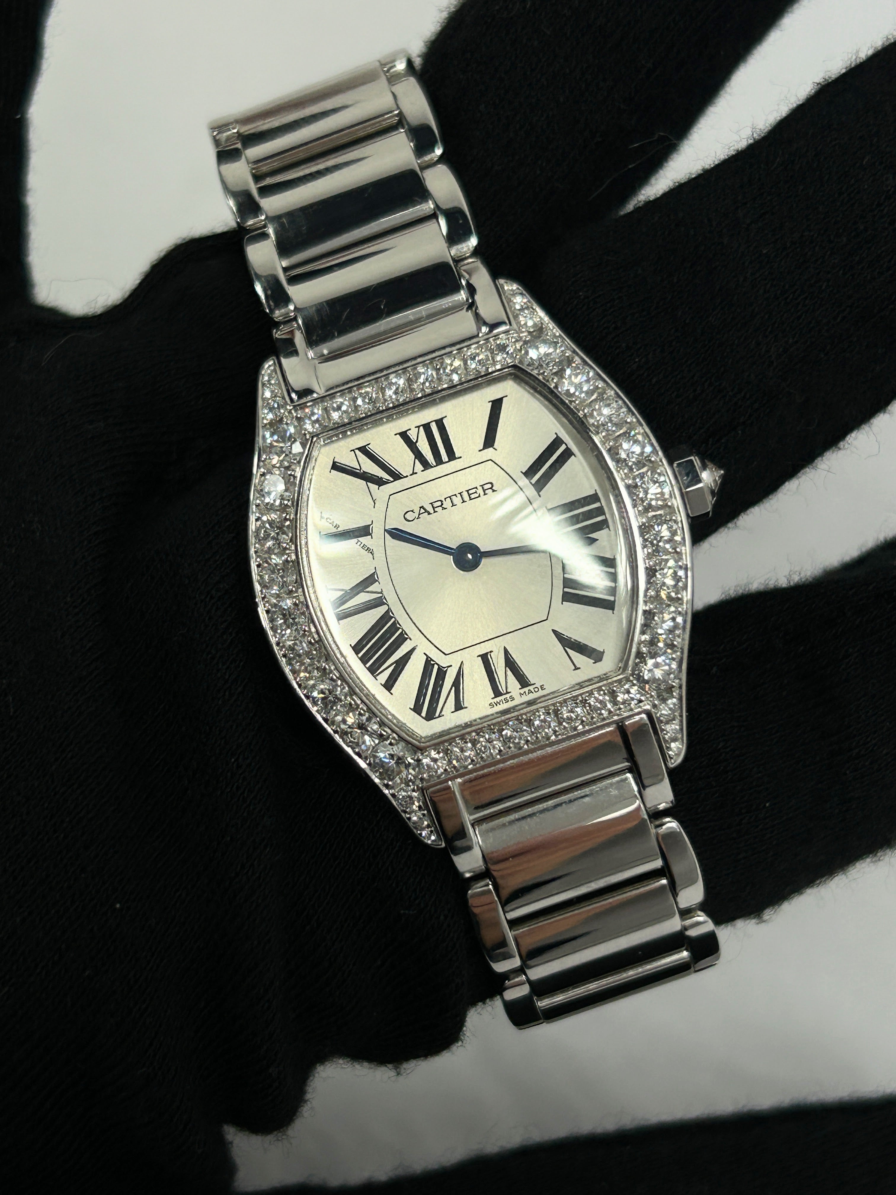 18K White Gold/ Diamond Bezel/Silver Dial Tortue Watch