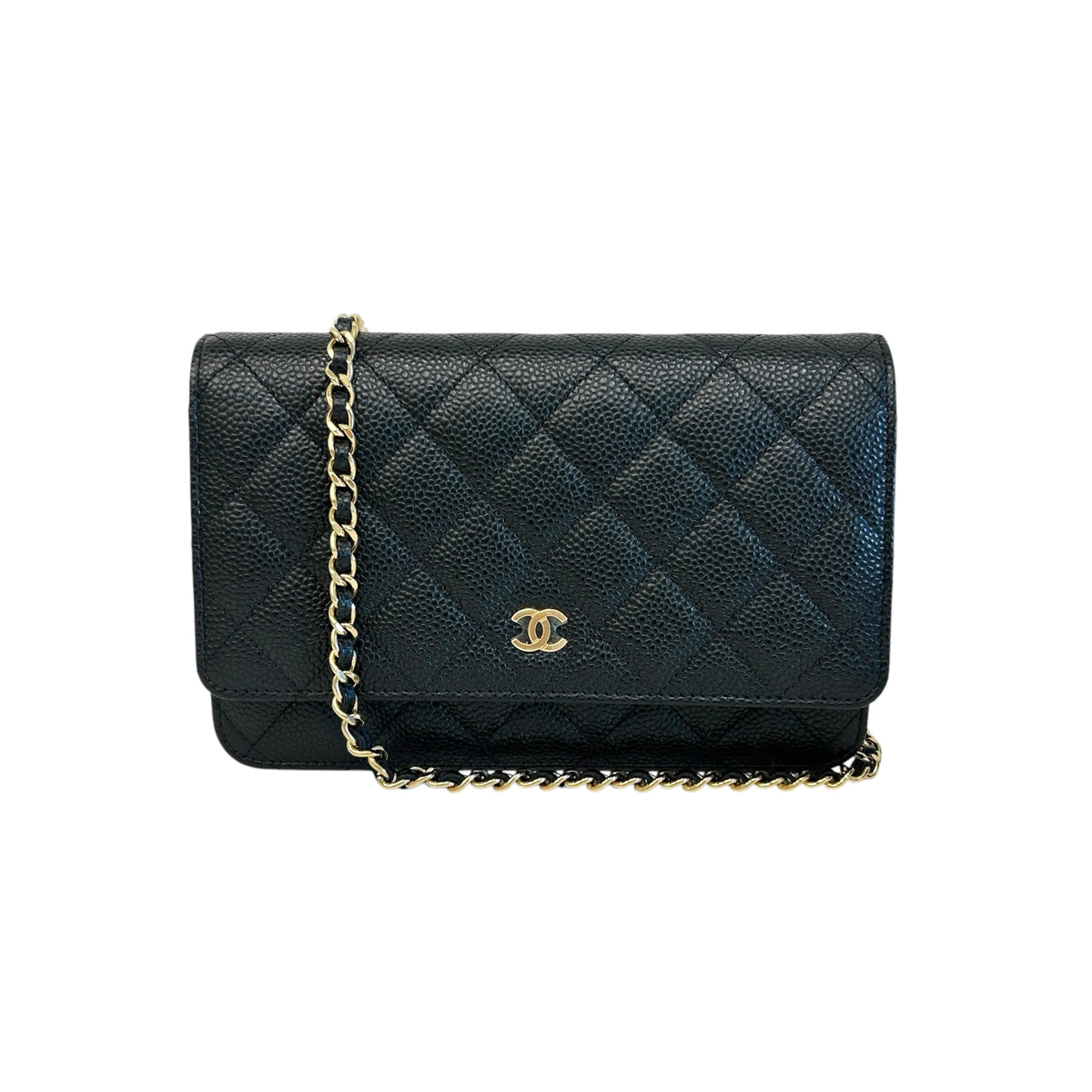 Black Quilted Caviar Leather Classic WOC w/GHW