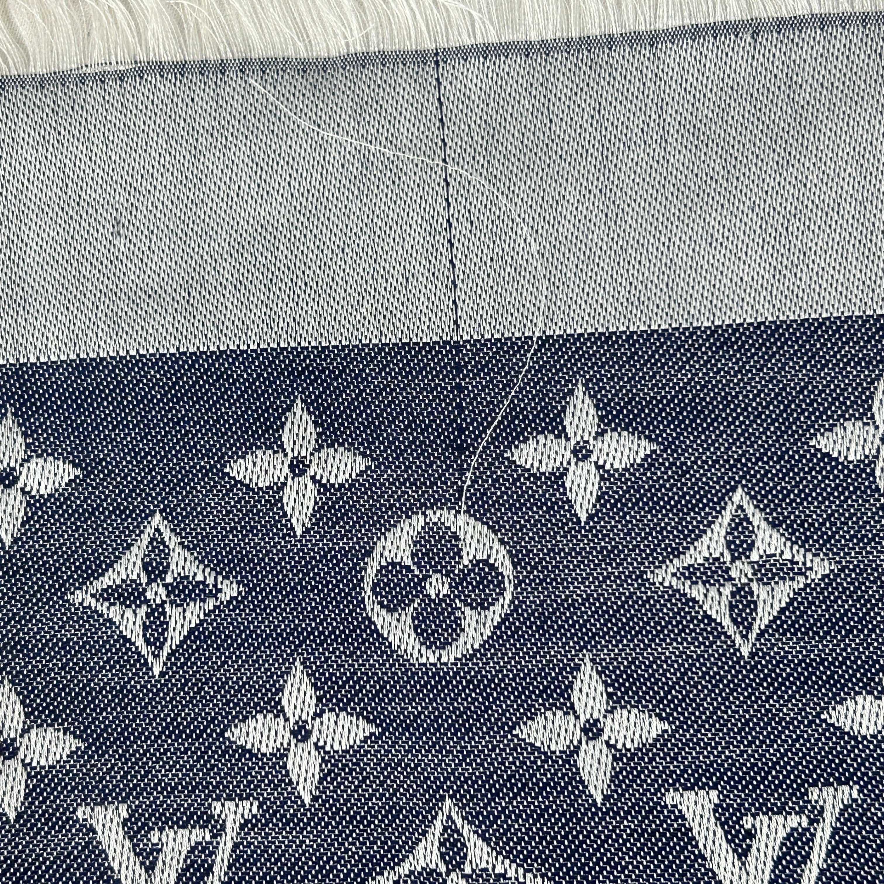 Monogram Denim Blue/White Silk Scarf