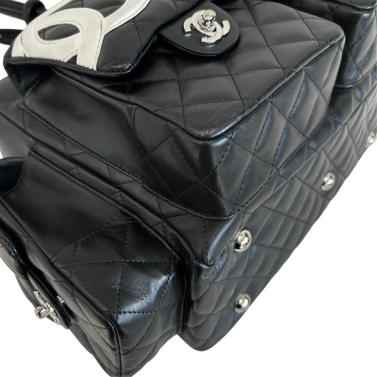 Black Quilted Leather Ligne Cambon Reporter Bag w/SHW