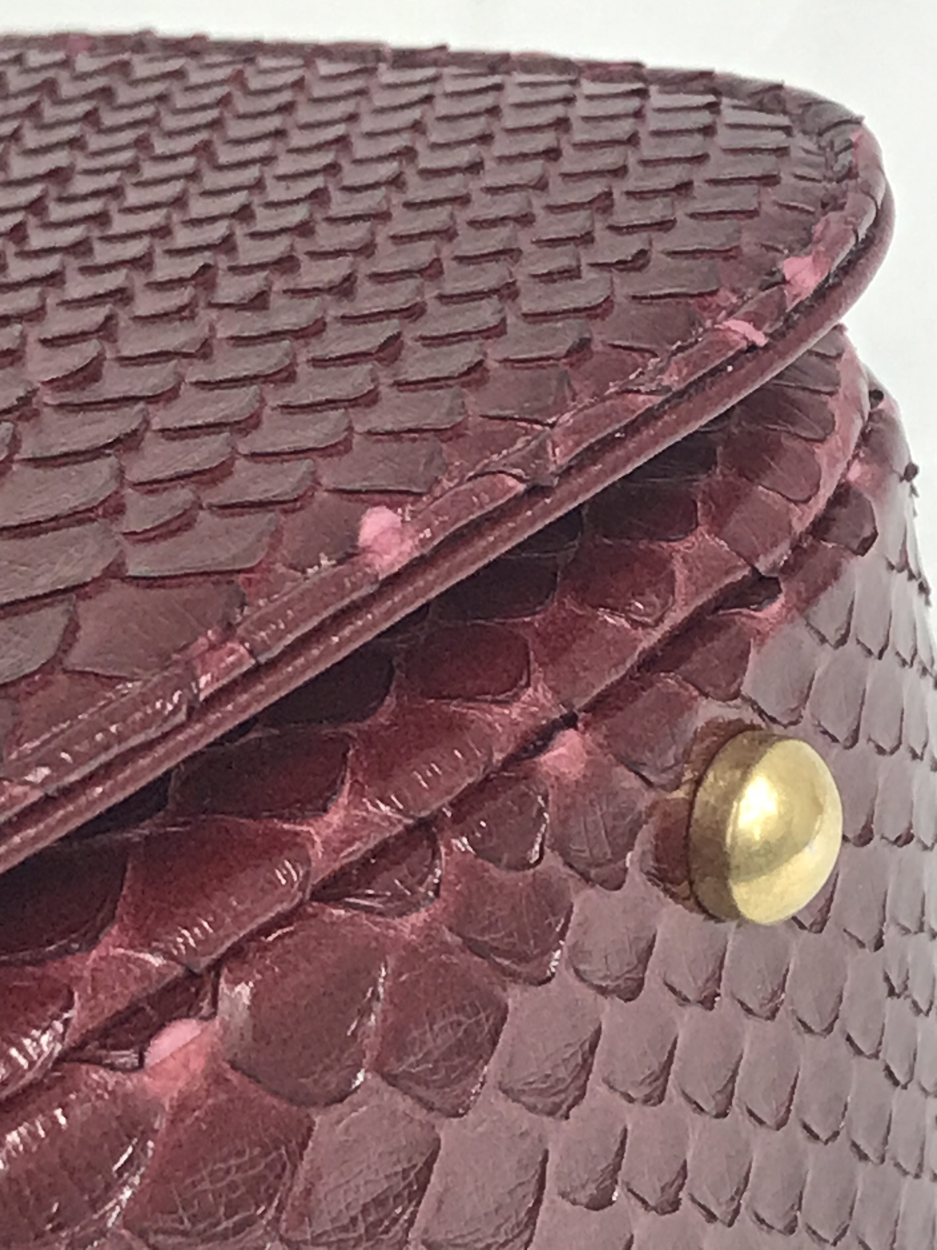 Burgundy Python “Carry Chic” Small Top Handle Flap Bag W/AGHW