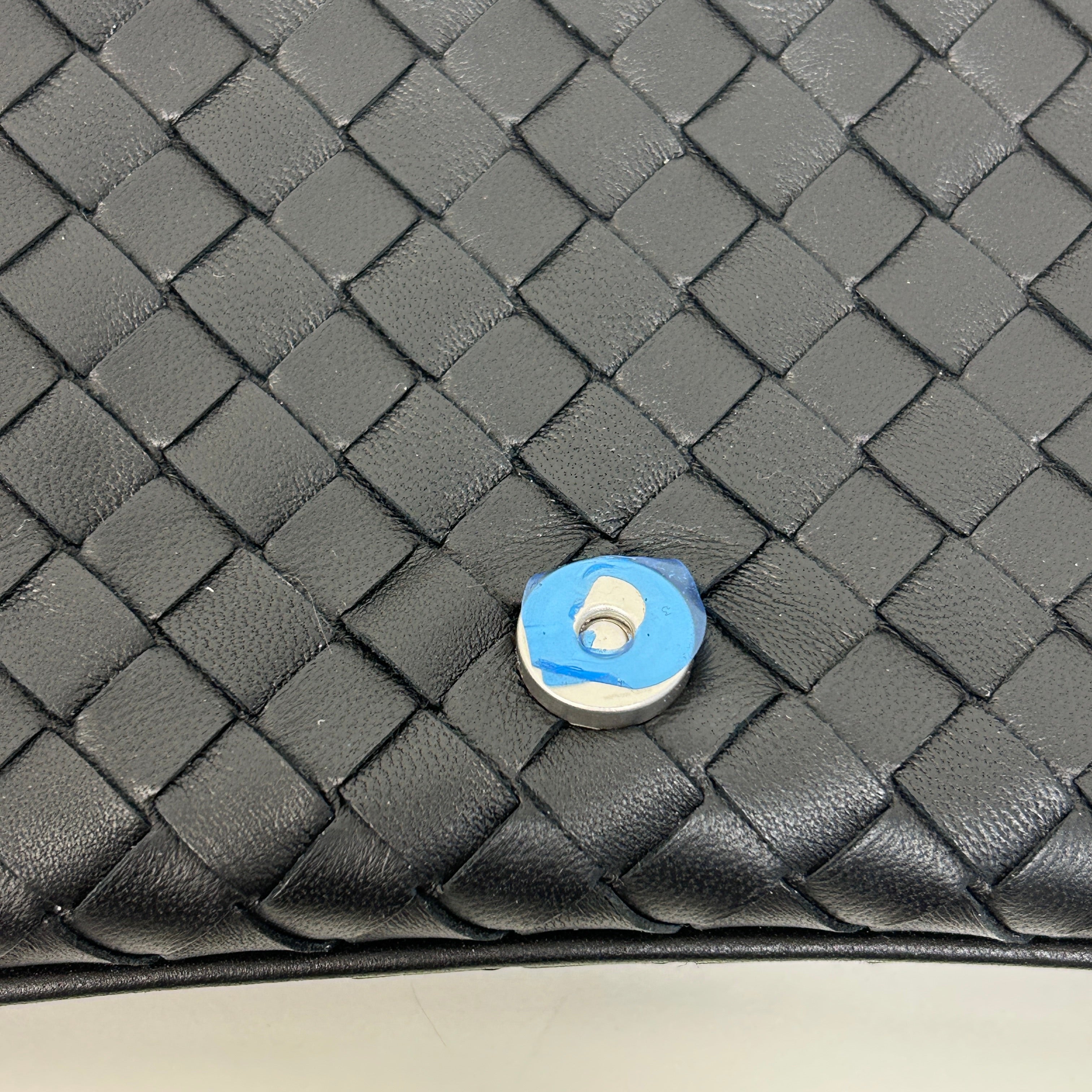 Black Intrecciato Woven Nappa Leather Flap Crossbody Bag w/Gunmetal HW