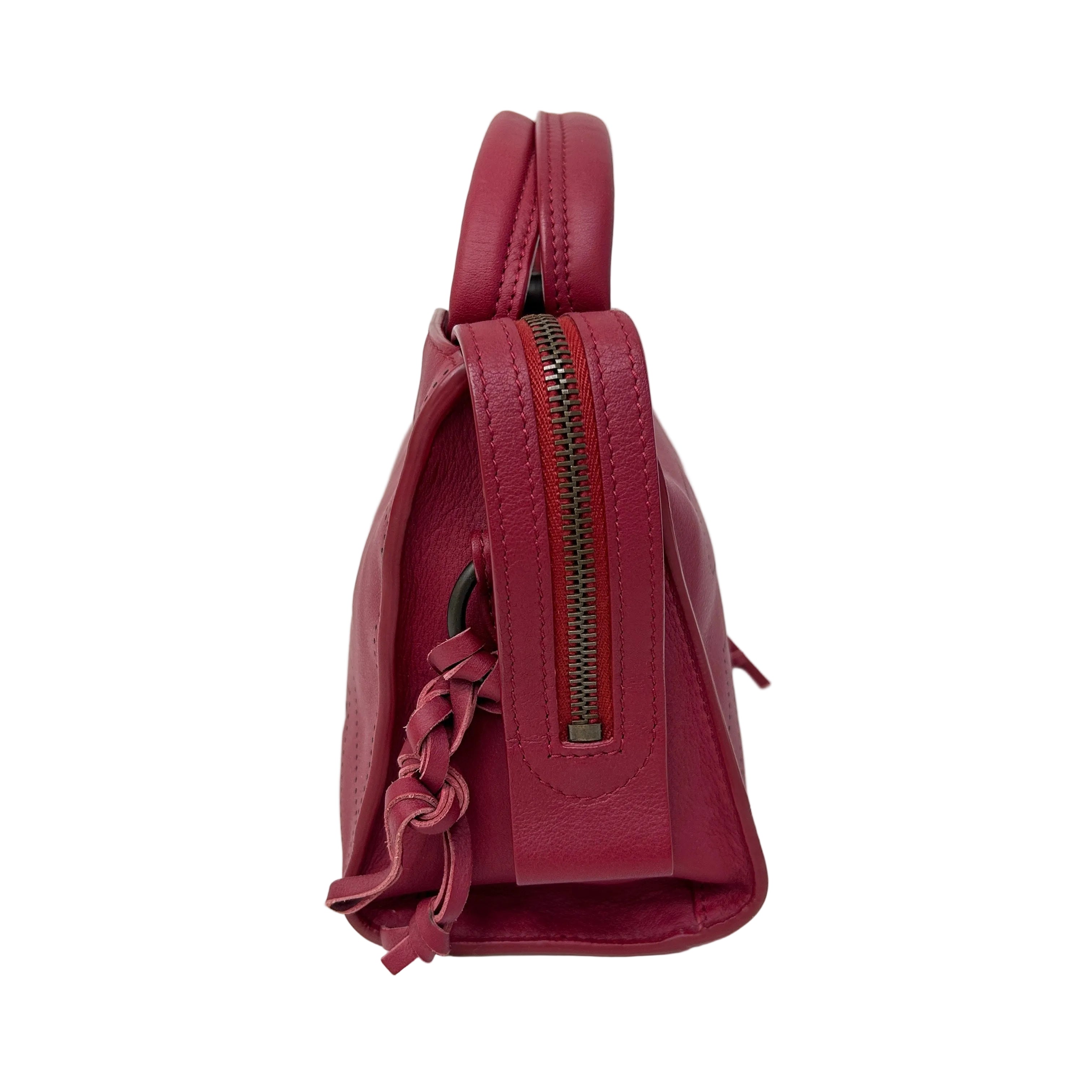 Red Leather Mini BlackOut City Bag w/Gunmetal HW