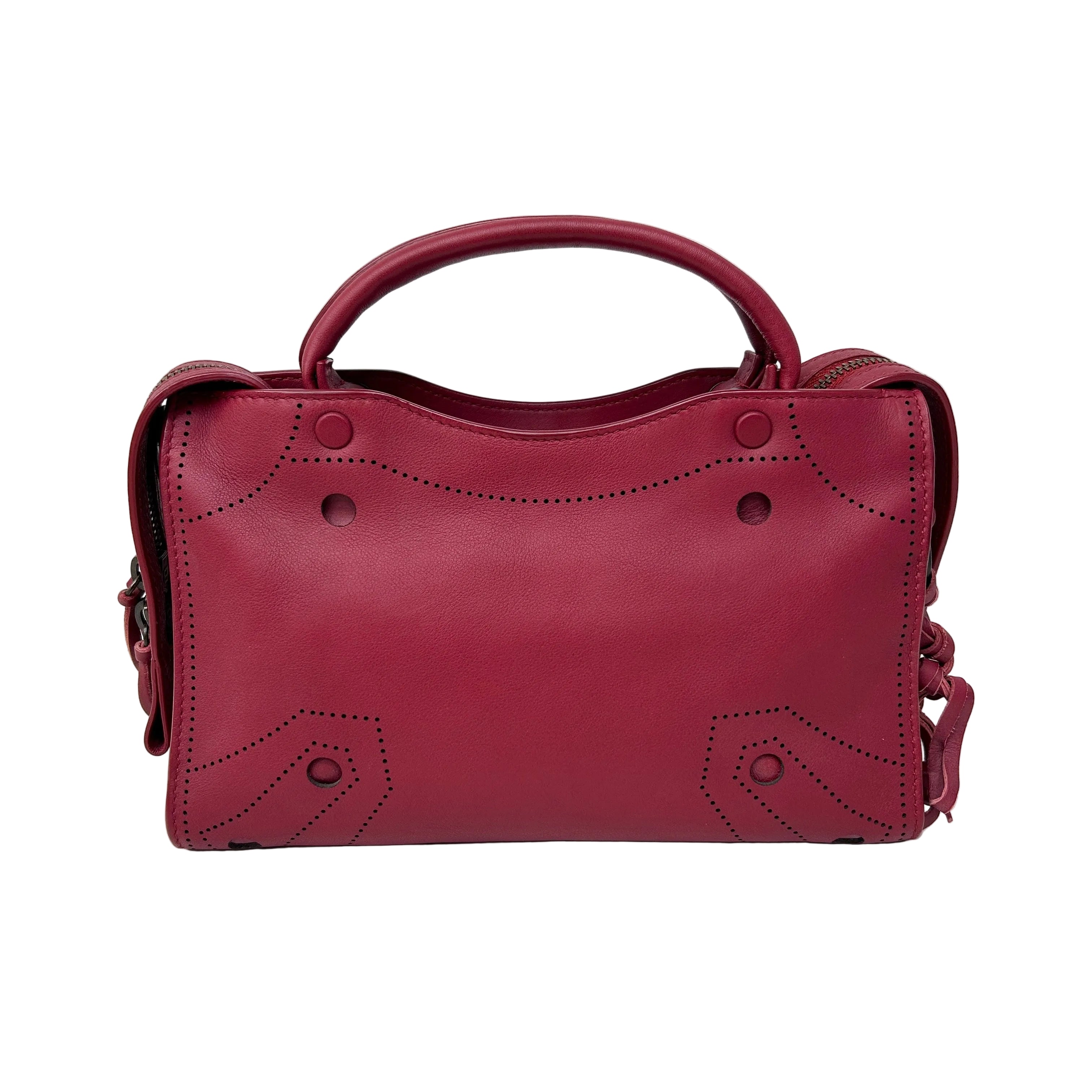 Red Leather Mini BlackOut City Bag w/Gunmetal HW