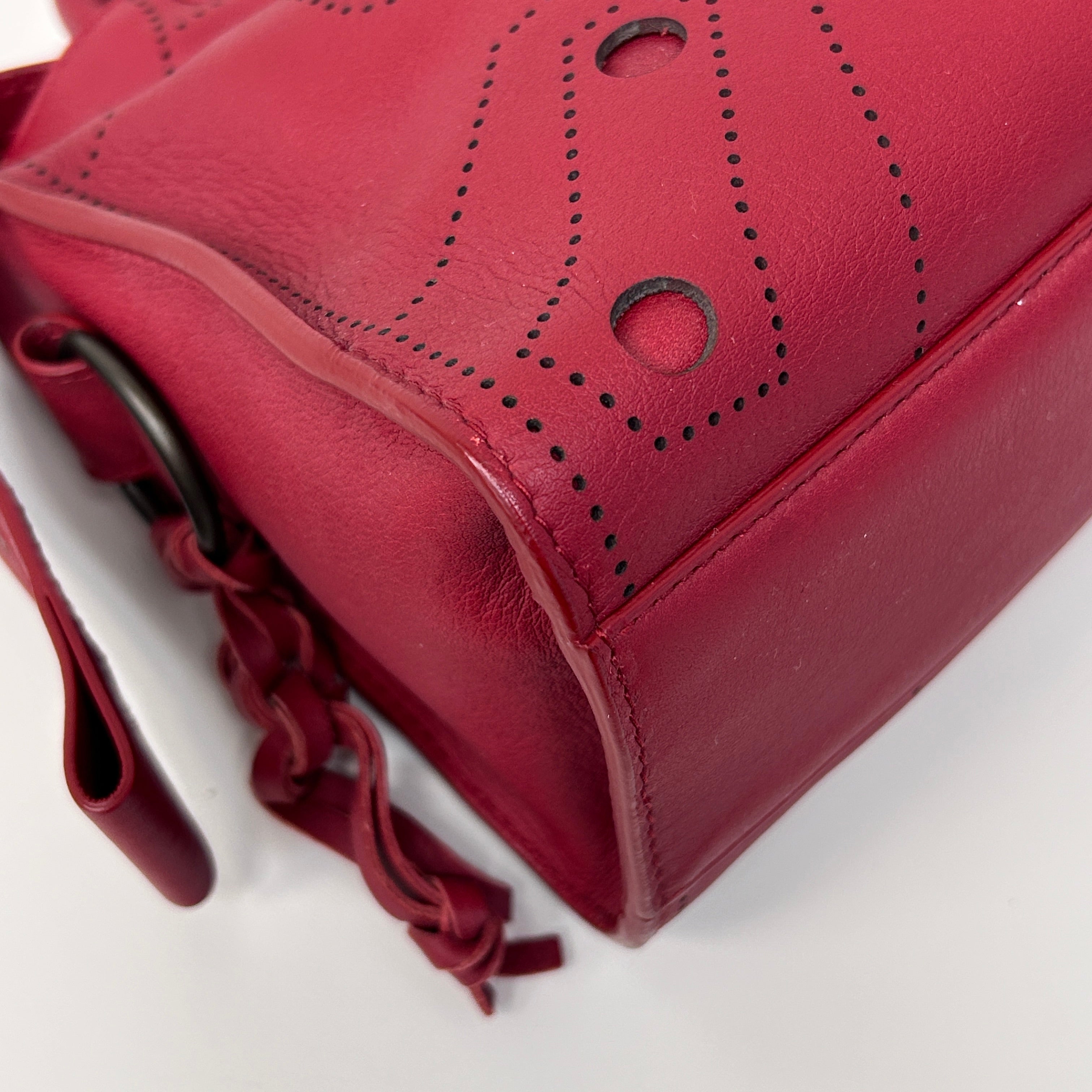 Red Leather Mini BlackOut City Bag w/Gunmetal HW