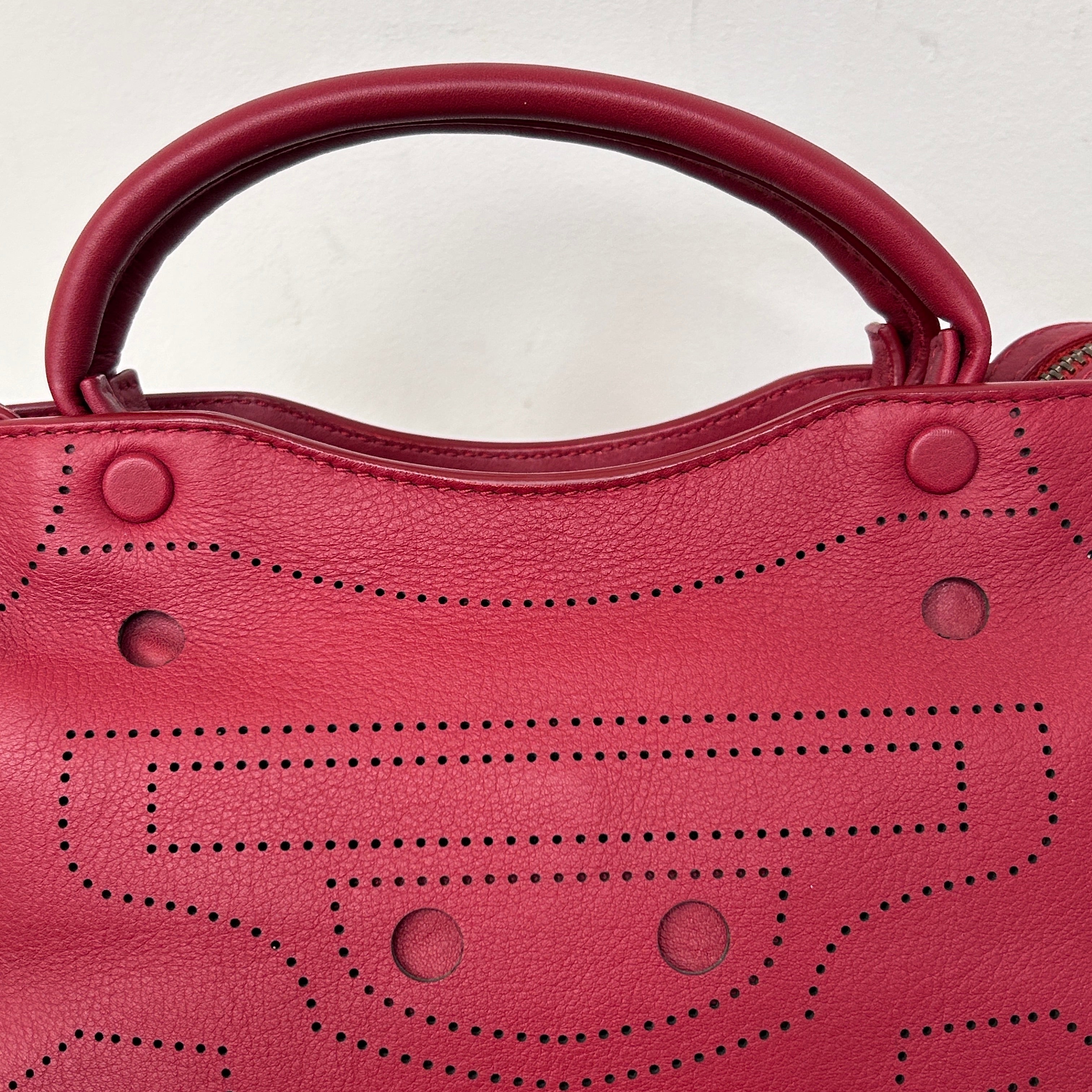 Red Leather Mini BlackOut City Bag w/Gunmetal HW