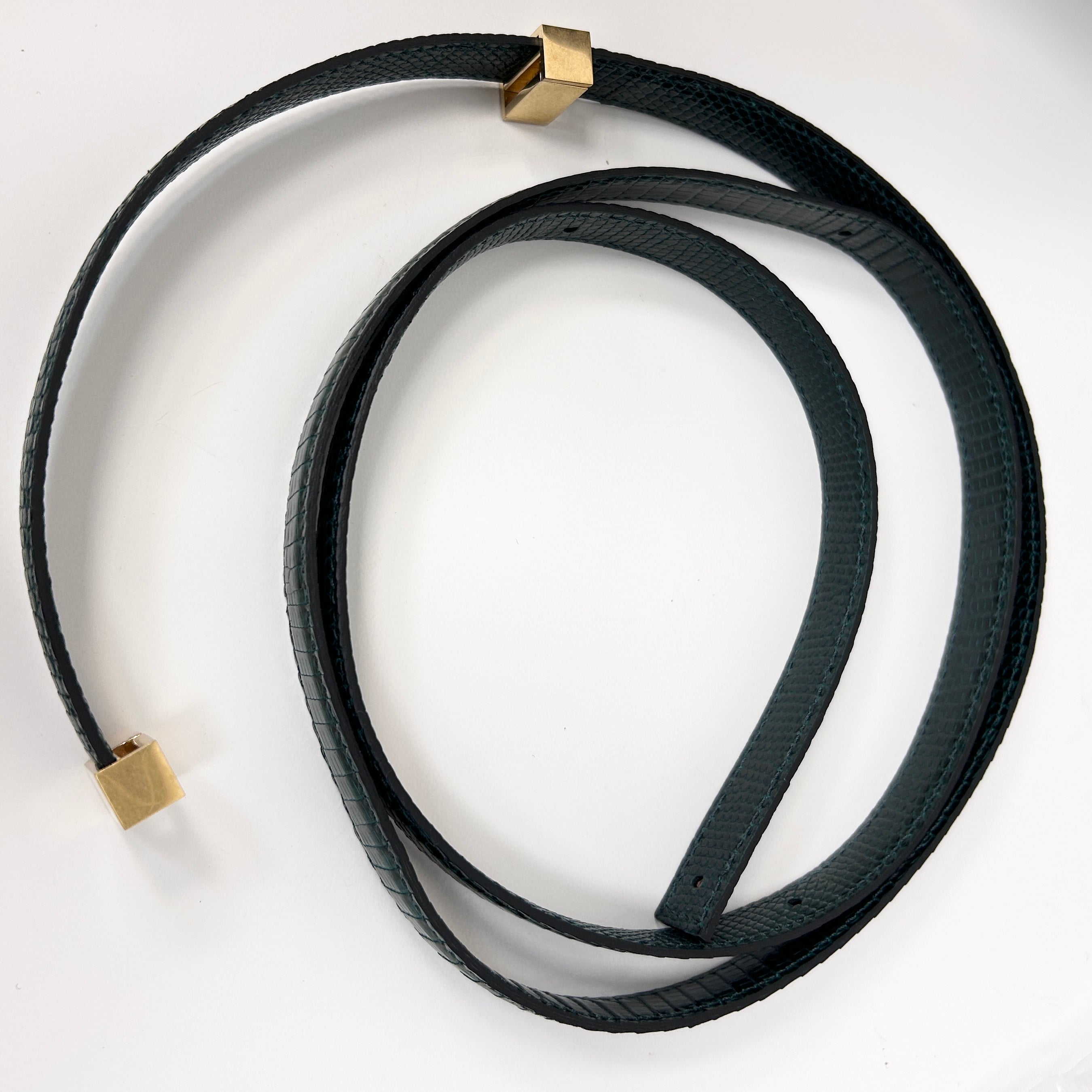 Dark Green Lizard Medium Classic Box Bag w/GHW