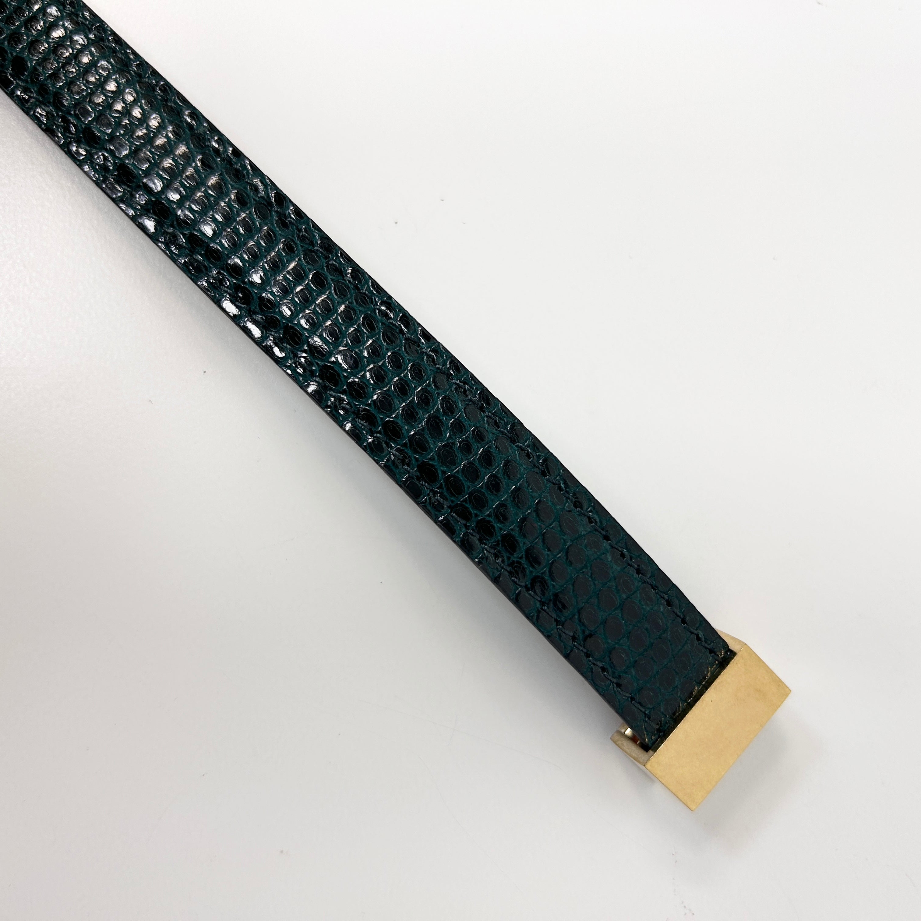 Dark Green Lizard Medium Classic Box Bag w/GHW