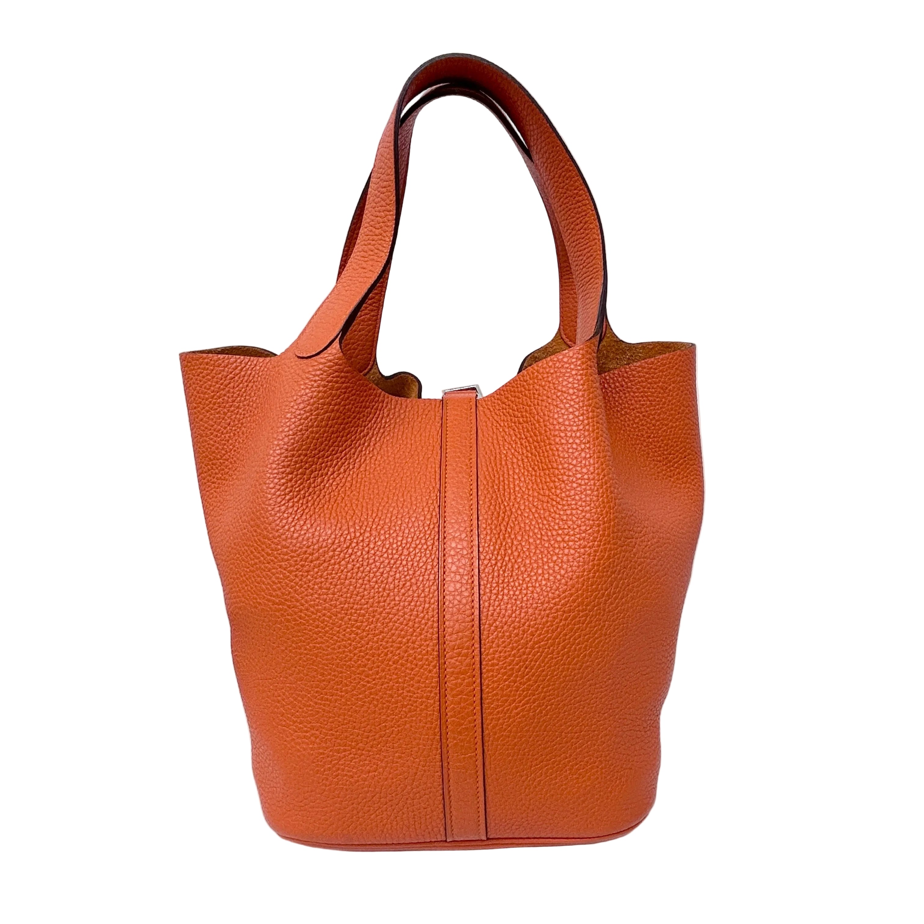 Orange Clemence Leather Picotin Lock GM Bag w/PHW
