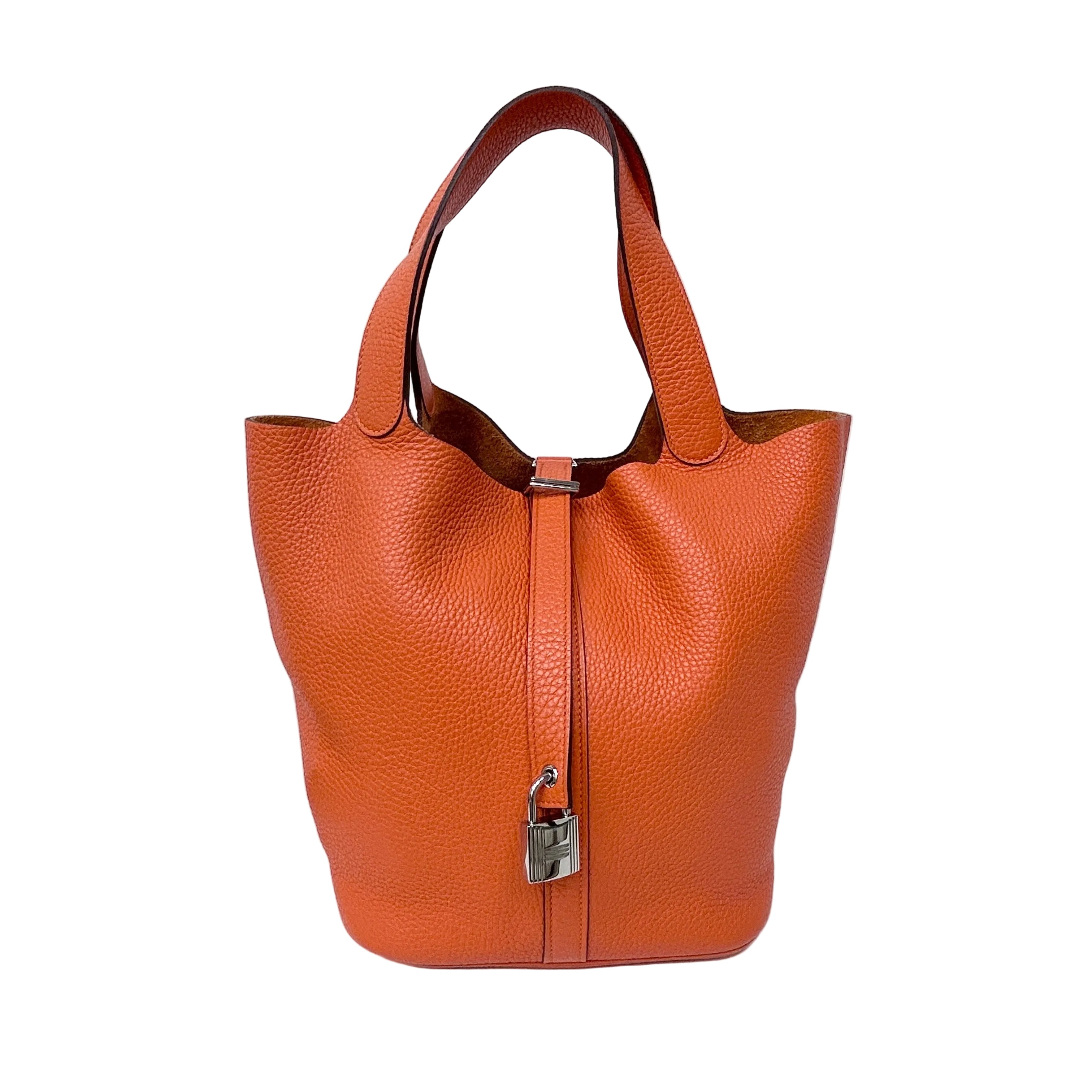 Orange Clemence Leather Picotin Lock GM Bag w/PHW