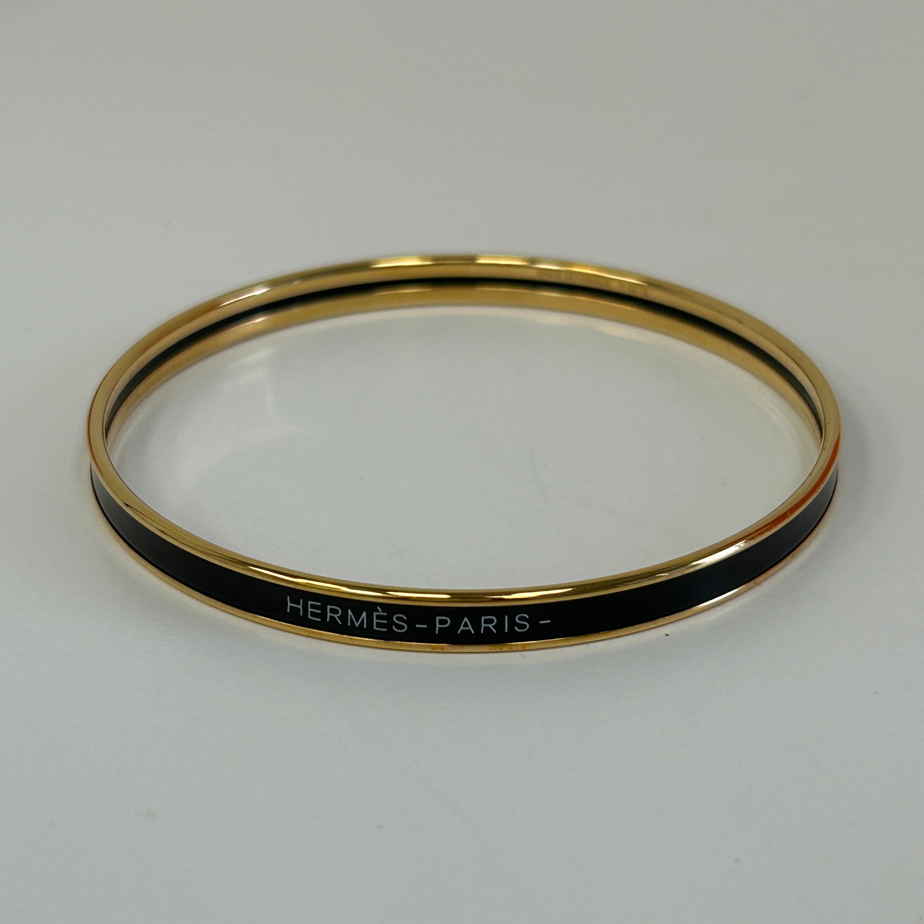 Black Uni Extra Narrow Enamel Bangle w/RGHW