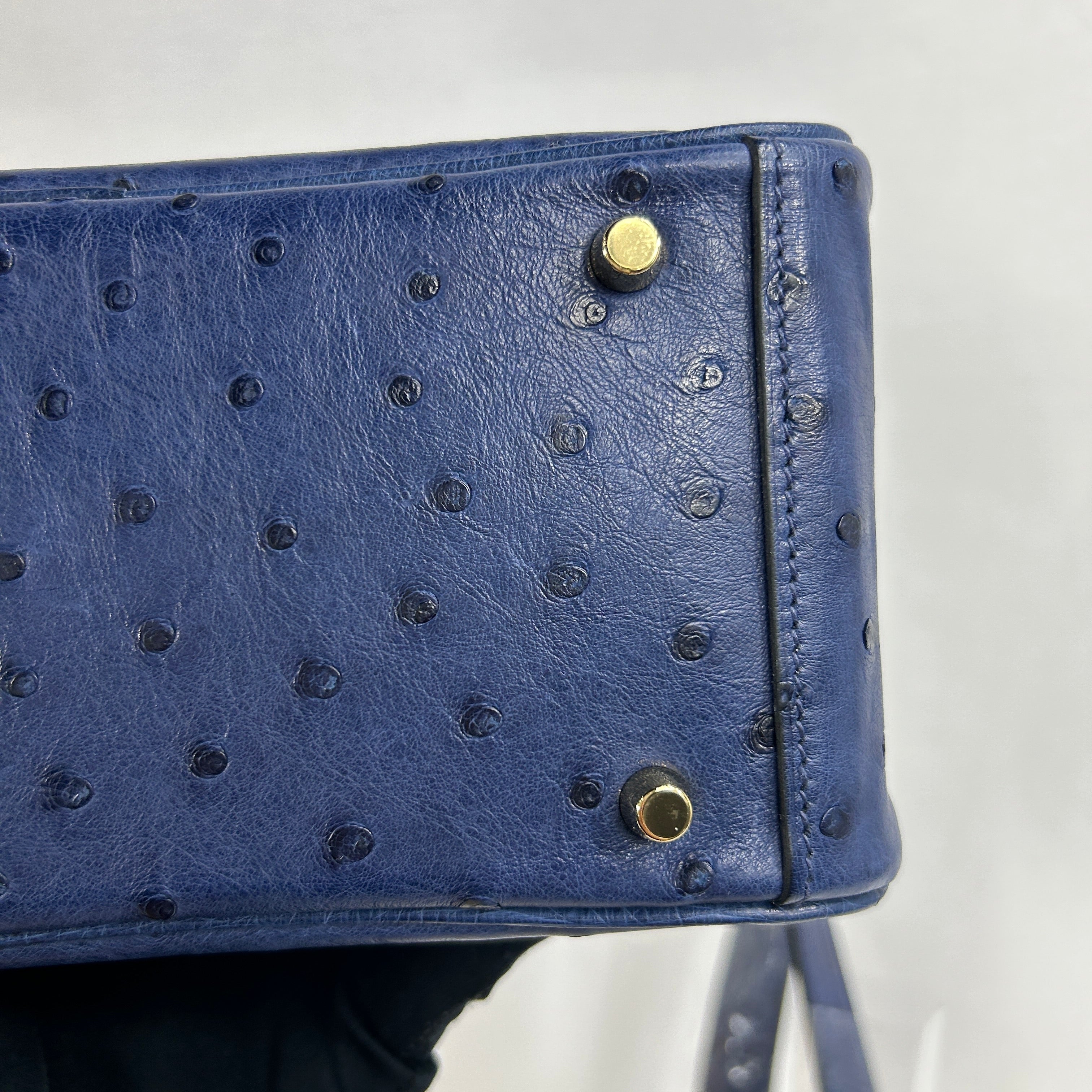 Blue Sapphire Ostrich Mini Lindy w/GHW