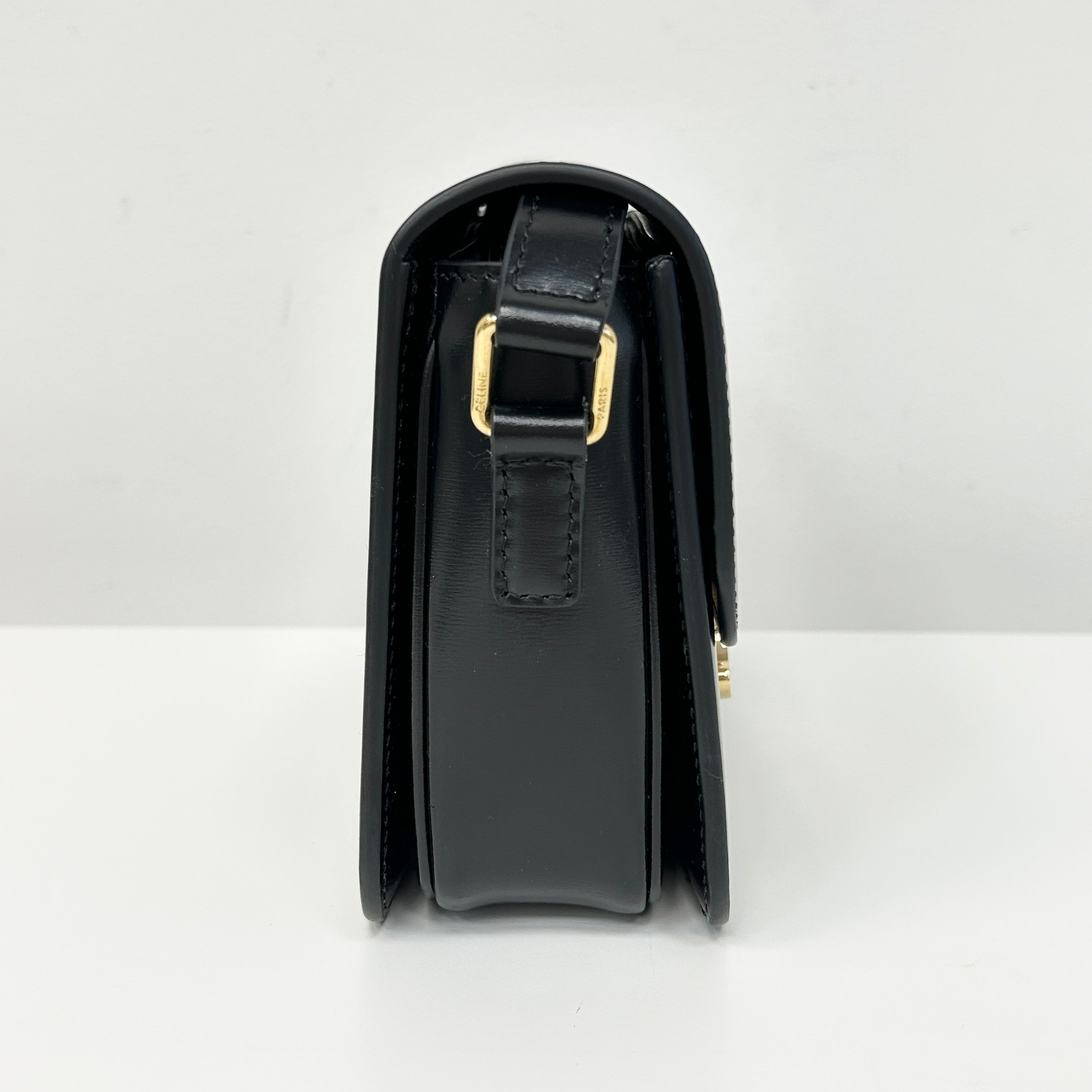Black Shiny Calfskin Teen Triomphe Bag w/GHW