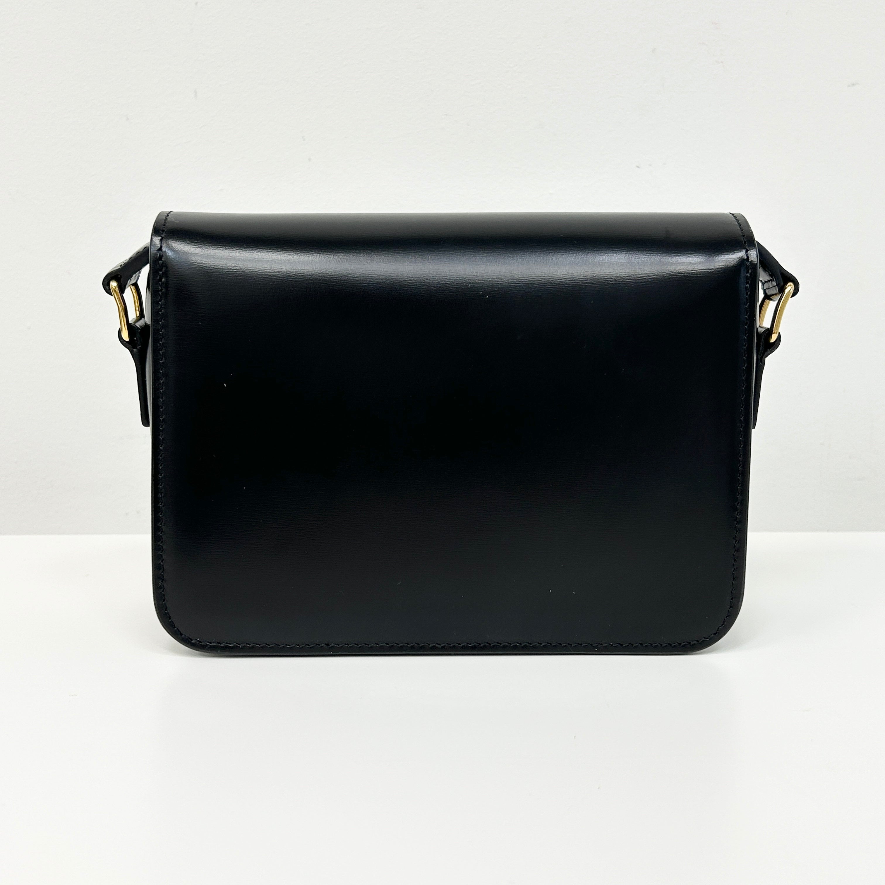 Black Shiny Calfskin Teen Triomphe Bag w/GHW