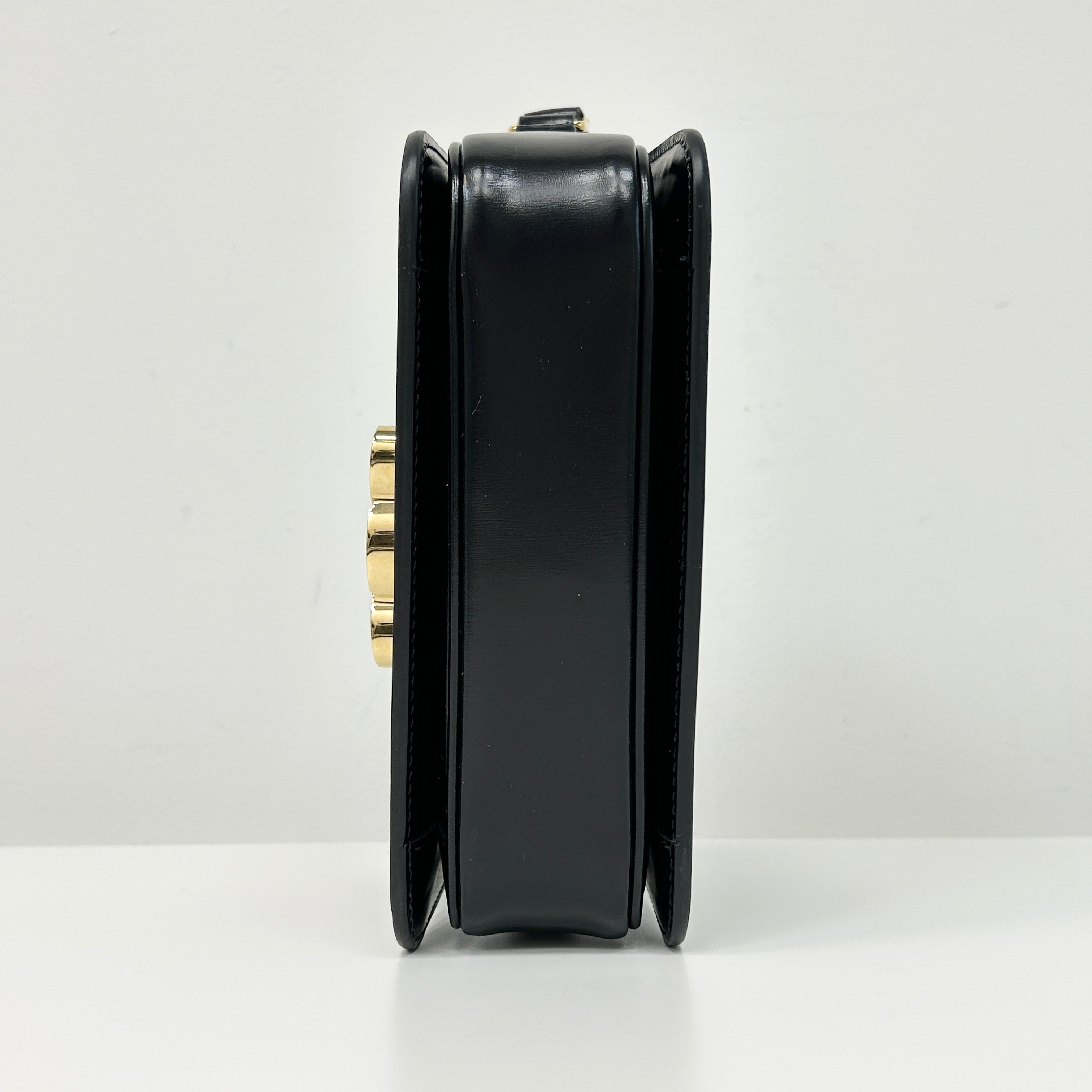 Black Shiny Calfskin Teen Triomphe Bag w/GHW