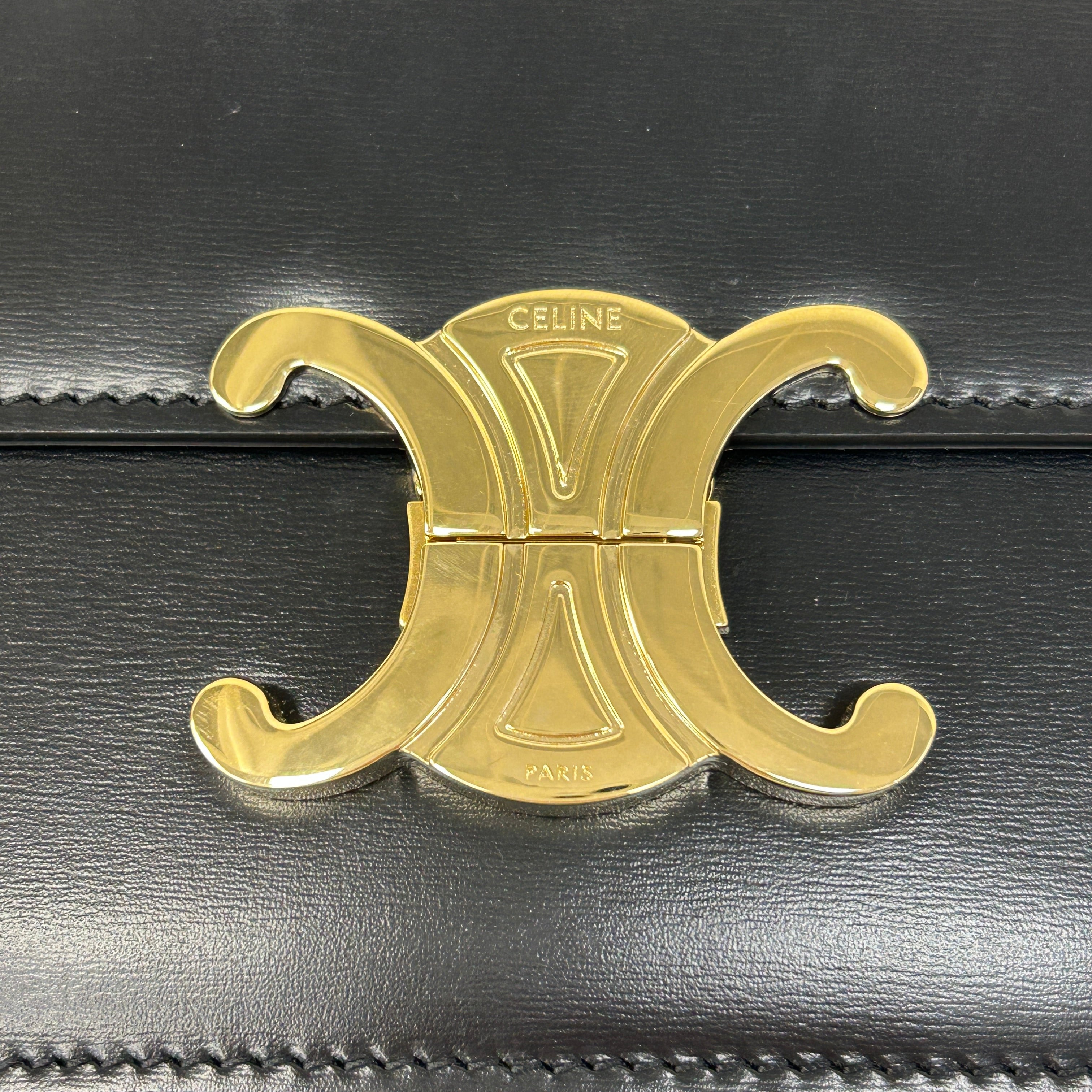 Black Shiny Calfskin Teen Triomphe Bag w/GHW