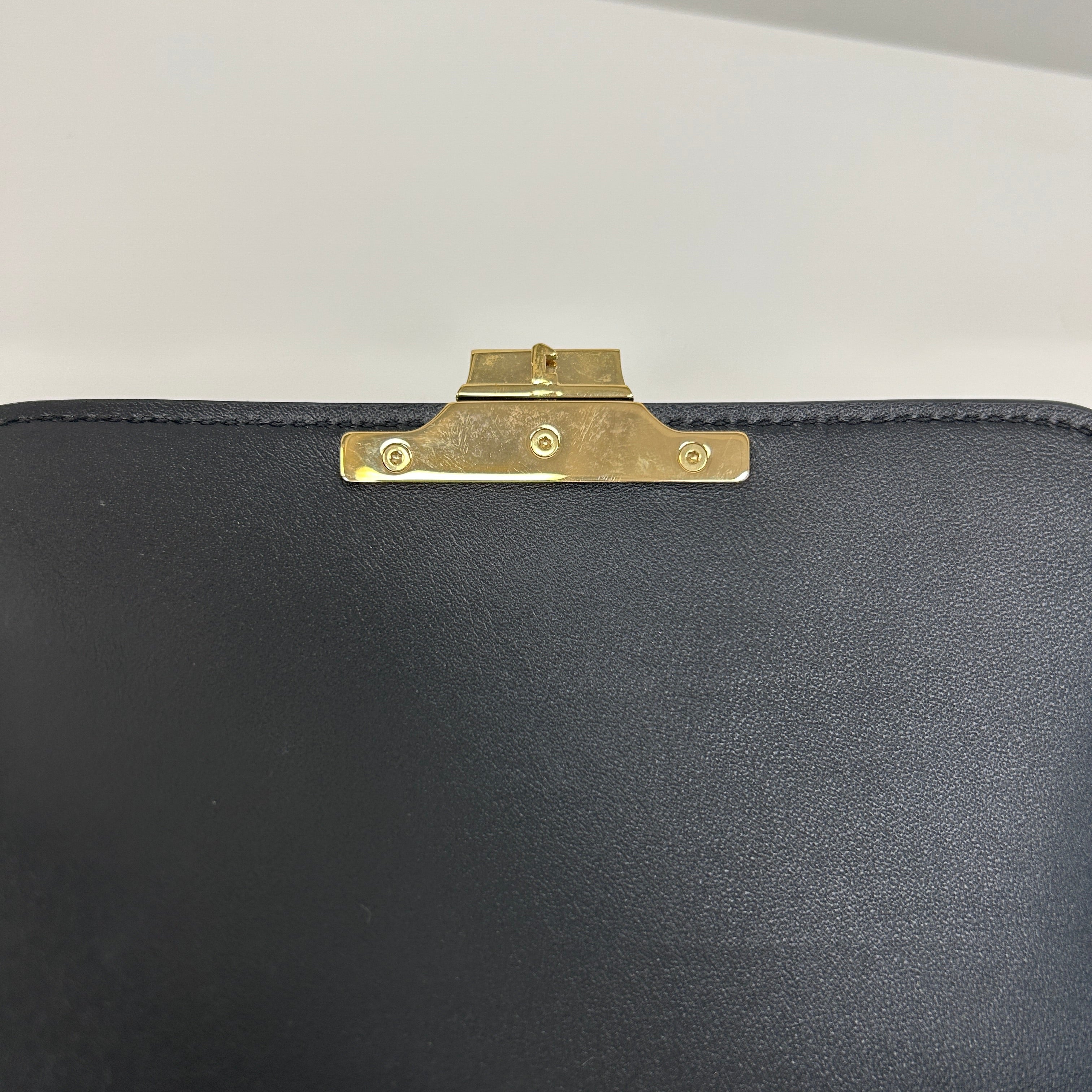 Black Shiny Calfskin Teen Triomphe Bag w/GHW