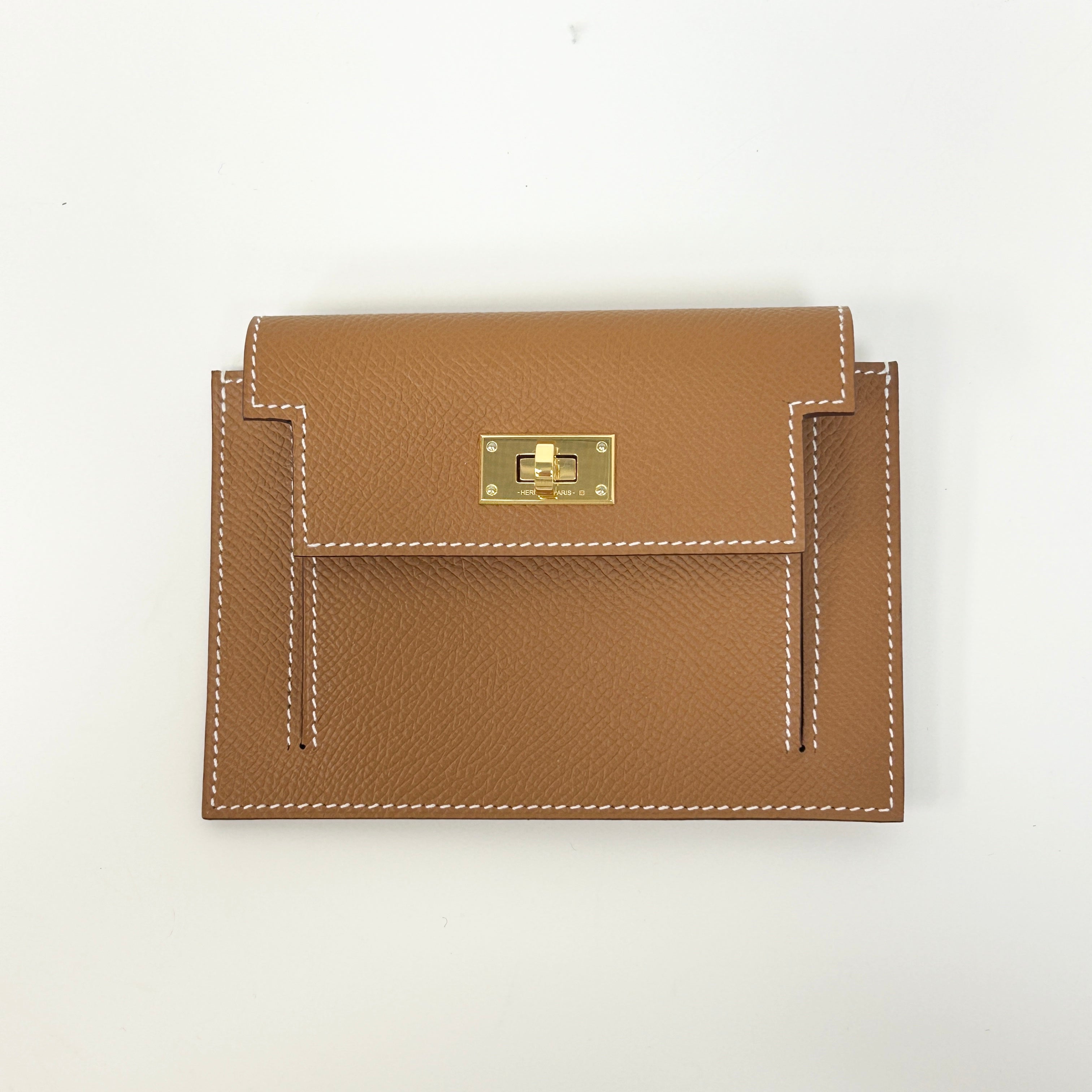 gold kelly pocket wallet w/GHW
