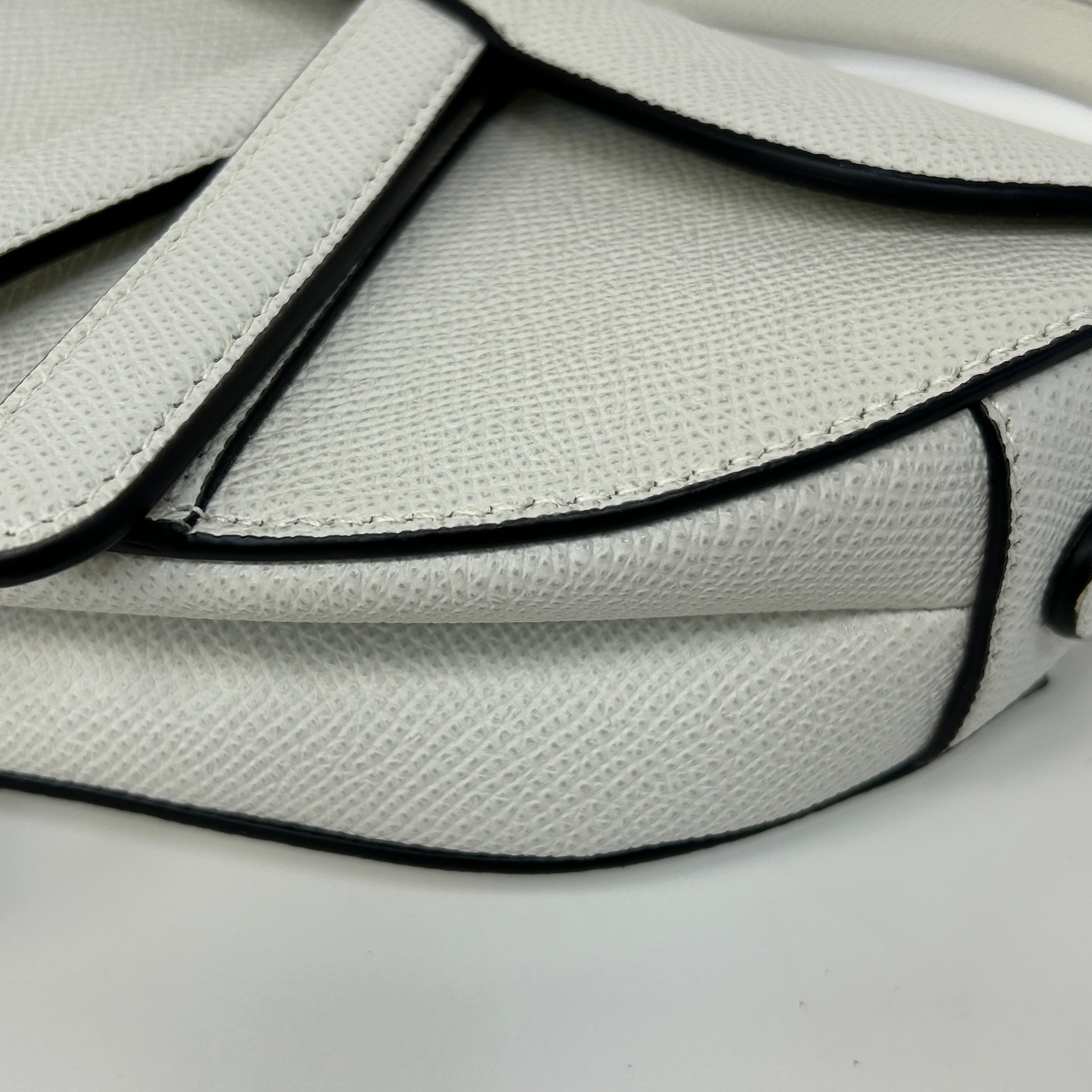 Latte Grained Calfskin Mini Saddle Bag w/AGHW