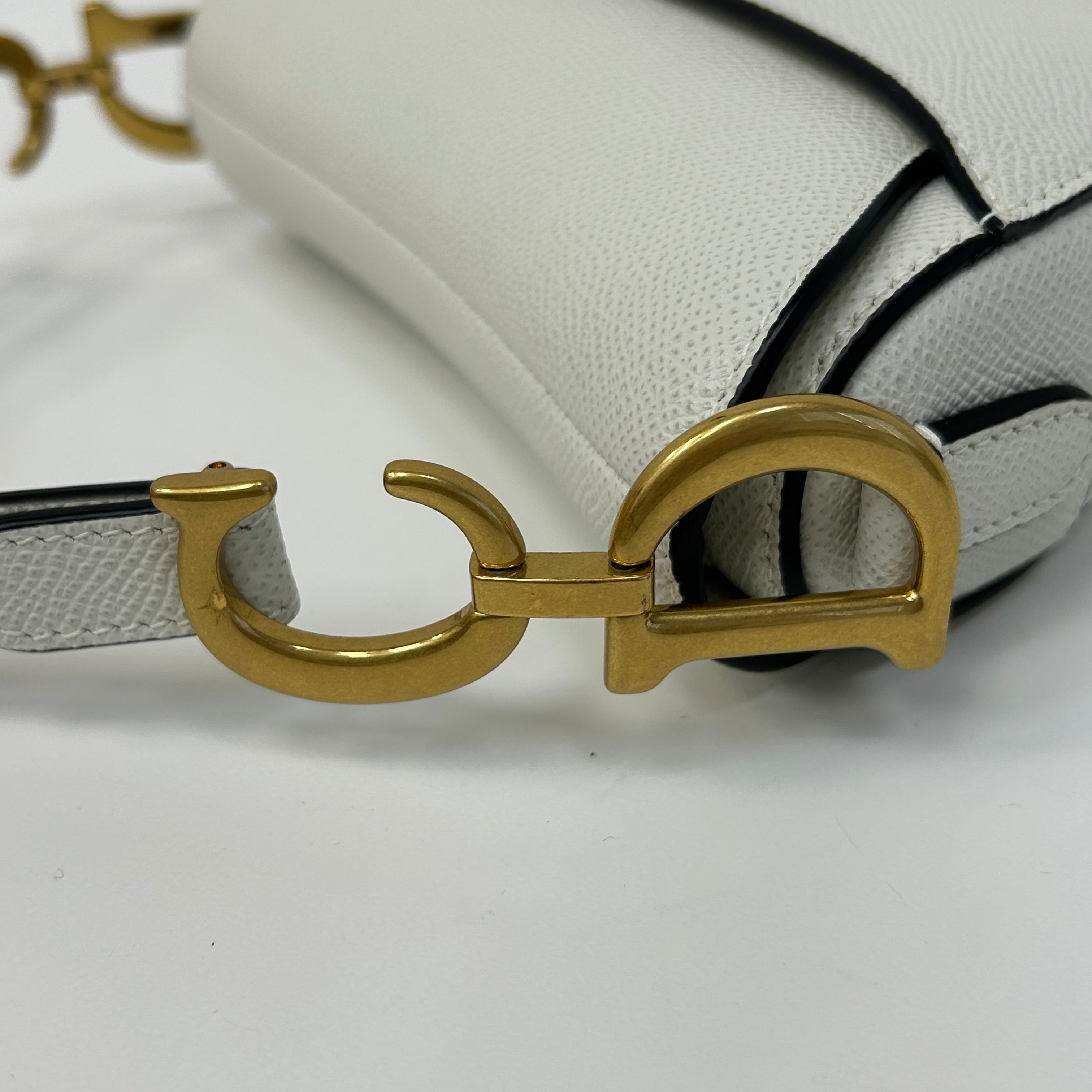 Latte Grained Calfskin Mini Saddle Bag w/AGHW