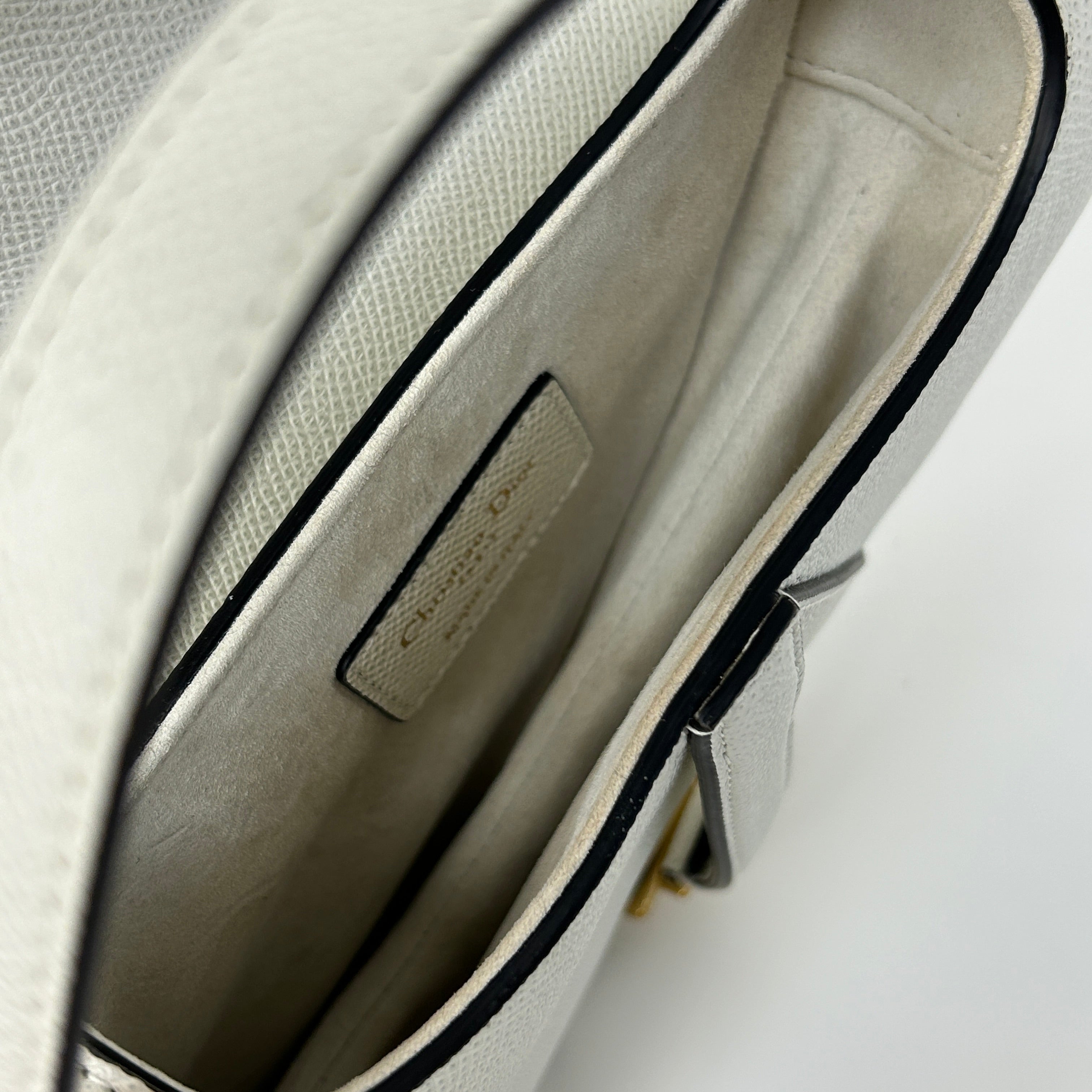 Latte Grained Calfskin Mini Saddle Bag w/AGHW