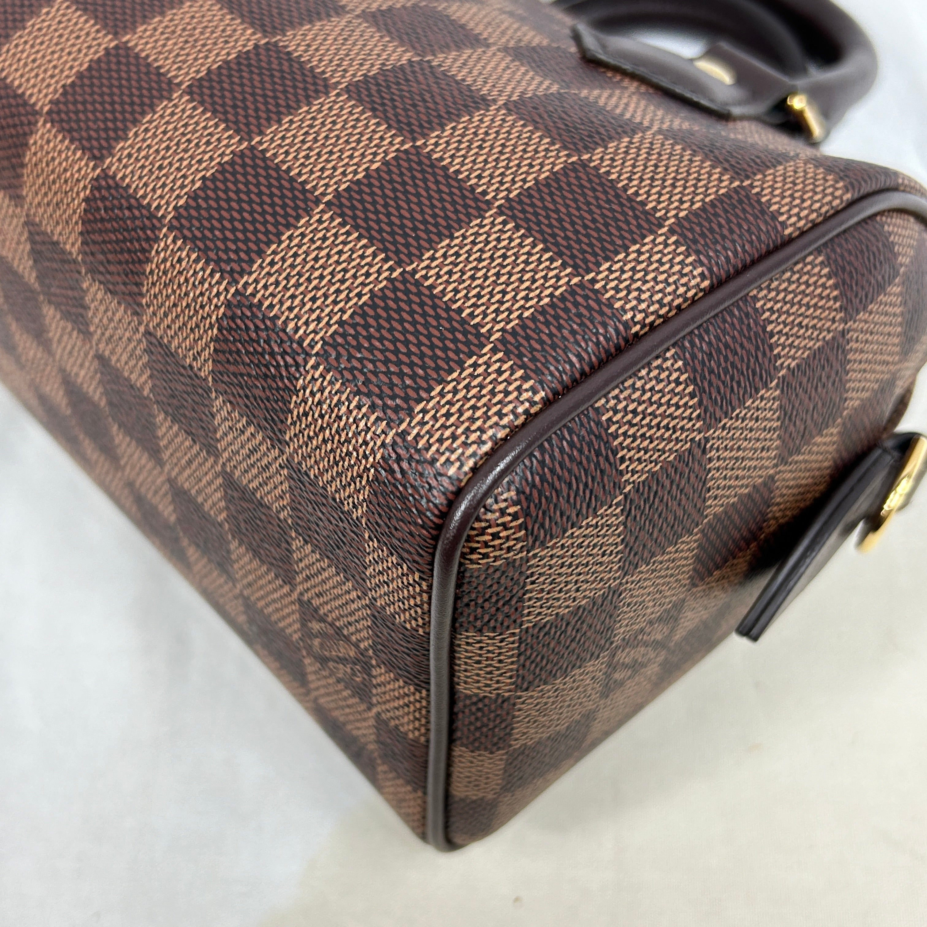 Damier Ebene Coated Canvas Speedy Bandouliere 20 w/GHW